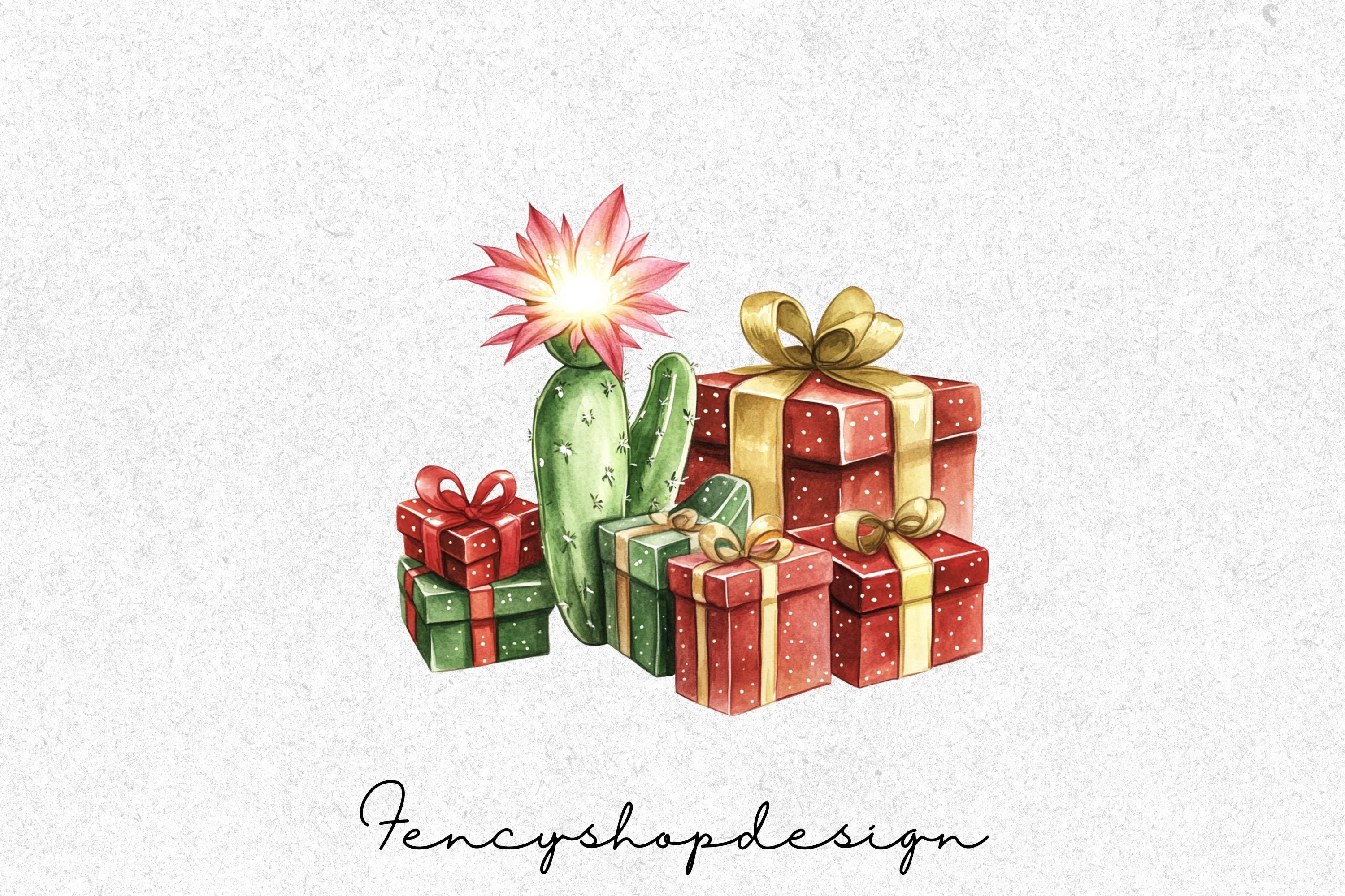 Christmas Cactus Clipart Bundle - Image 3
