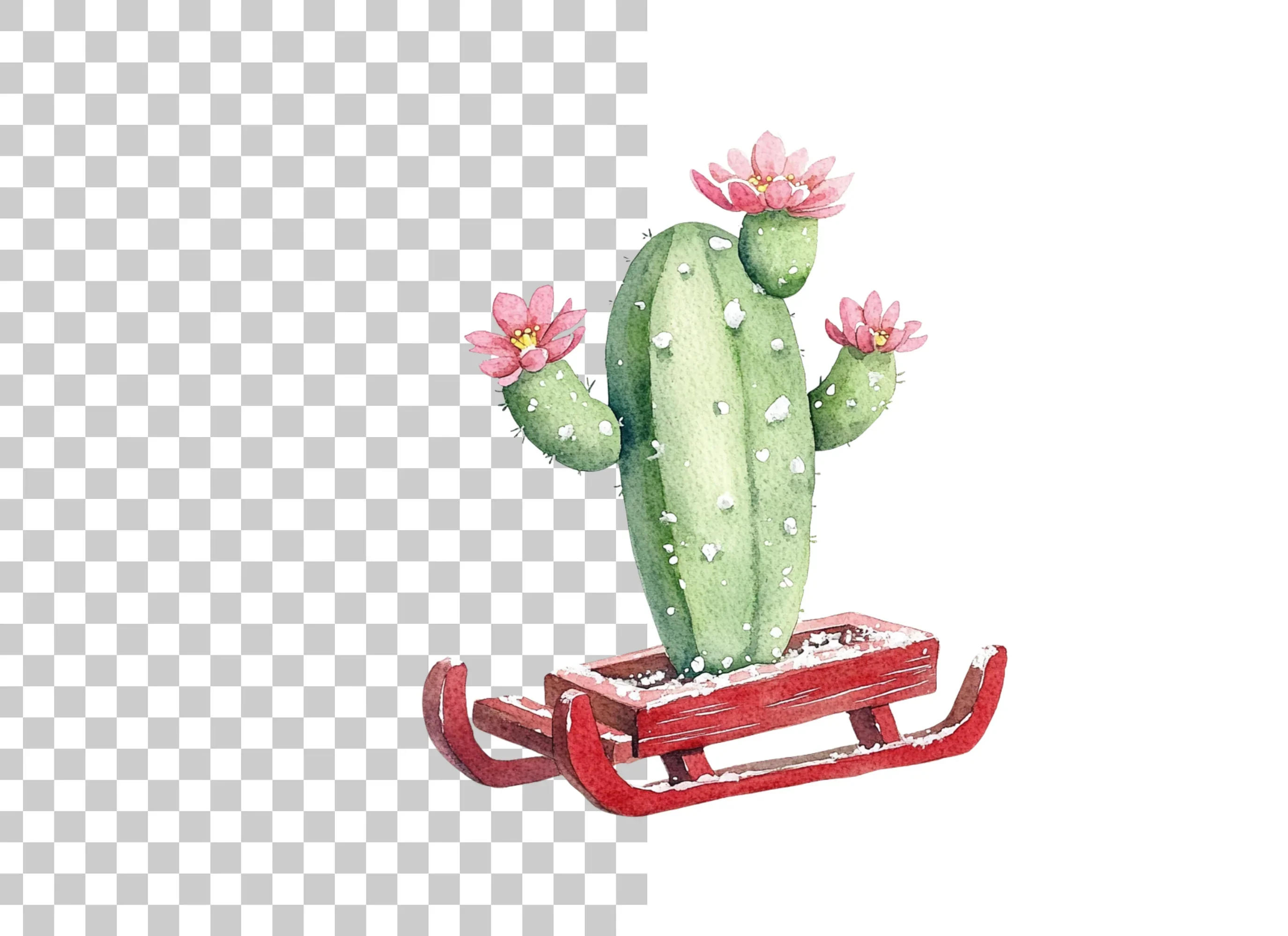 Christmas Cactus Sleigh Clipart Bundle - Image 2
