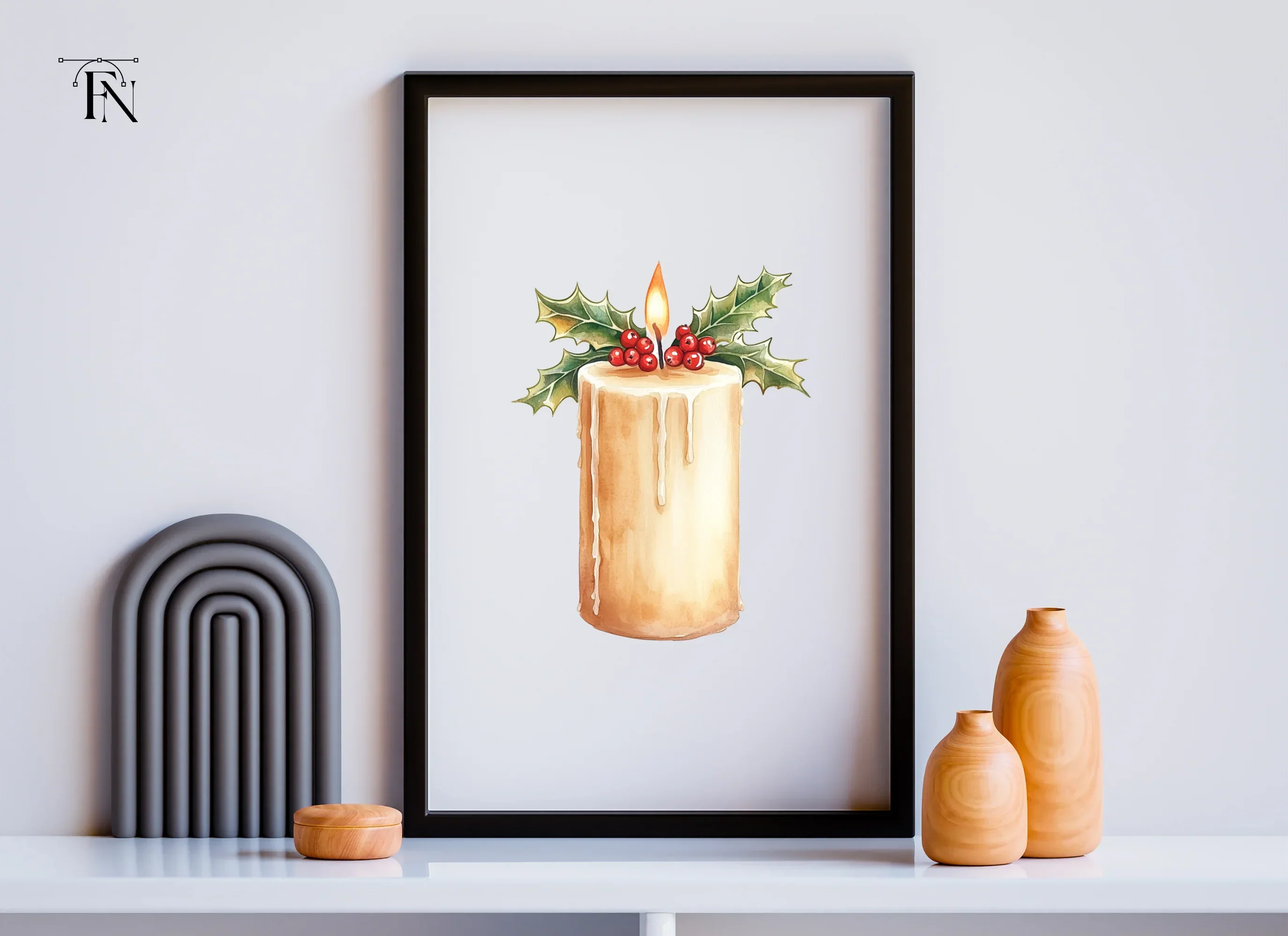 Christmas Candle with Holly Clipart Bundle - Image 3