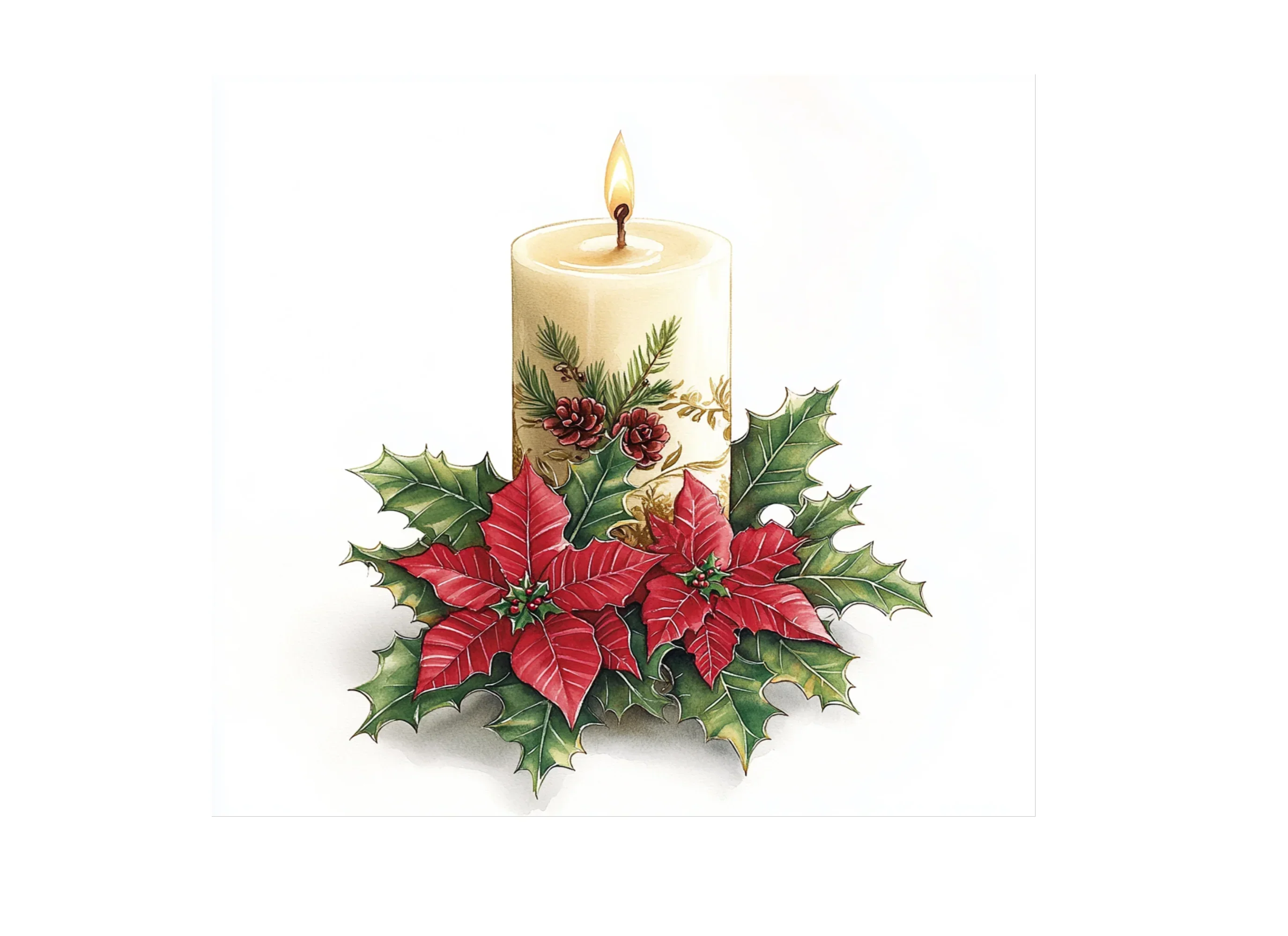 Christmas Candles and Poinsettias Clipart Bundle - Image 2