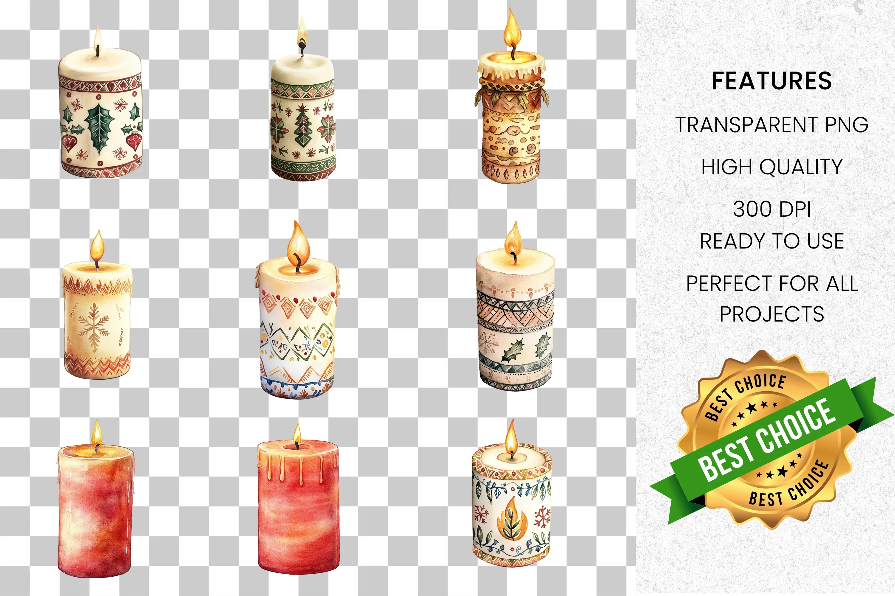 Christmas Candles Clipart Bundle - Image 2