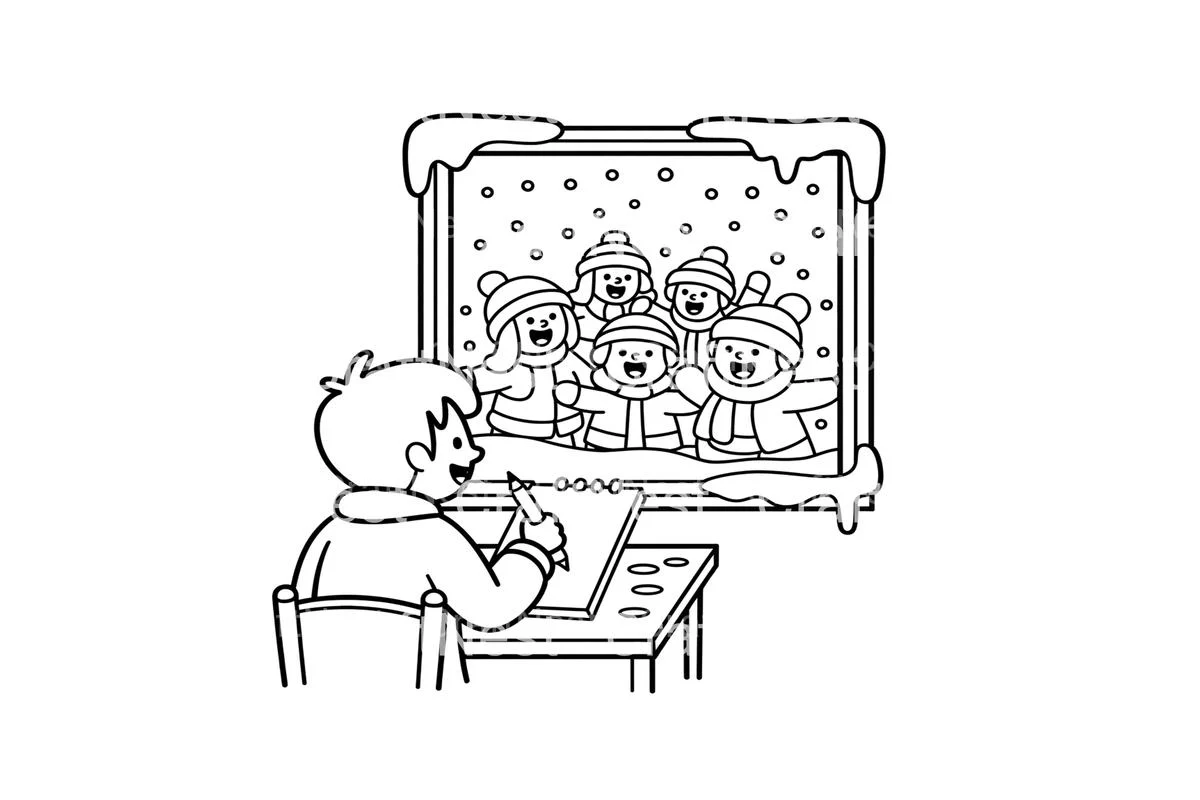 Christmas Carolers Winter Scene Coloring Books - Image 2