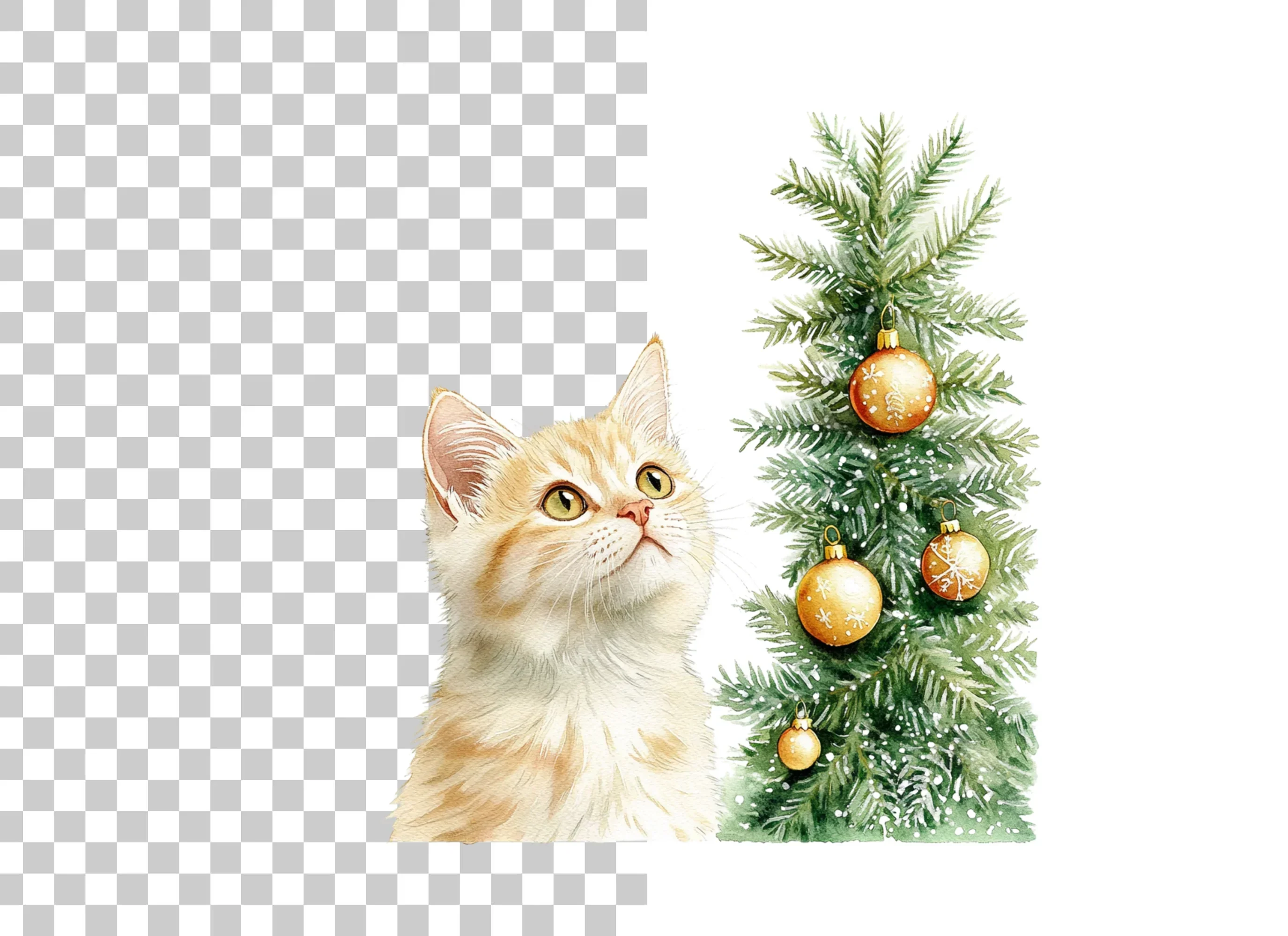 Christmas Cats with Festive Trees Clipart Bundle - Image 3