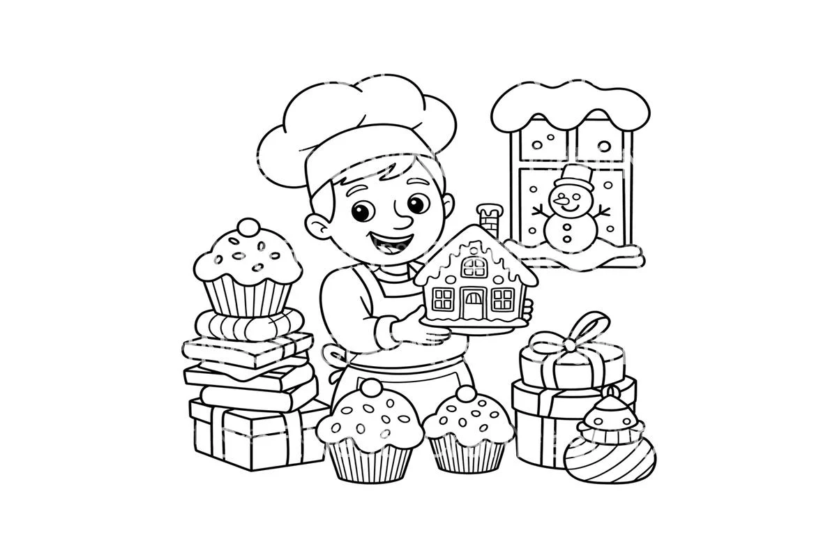 Christmas Chef Gingerbread House Fun Coloring Books - Image 3