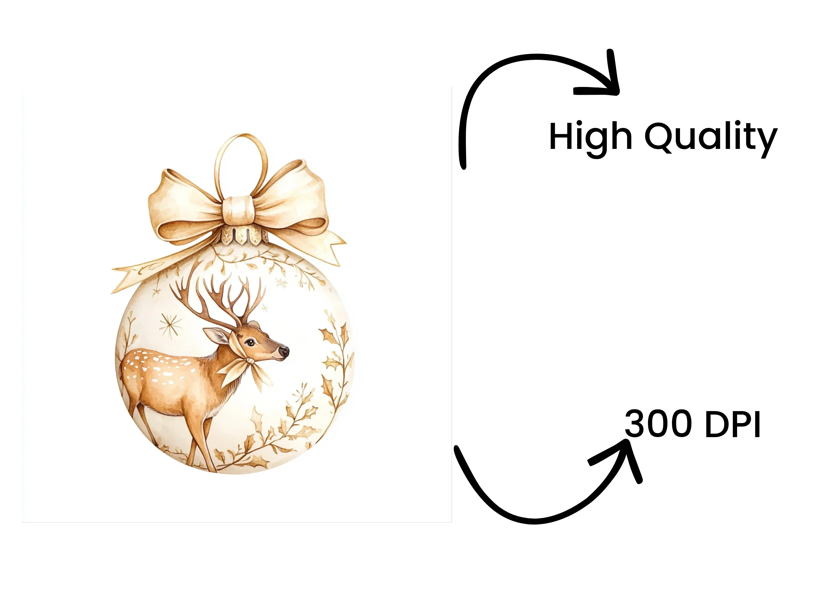 Christmas Deer Ornament Clipart Bundle - Image 4