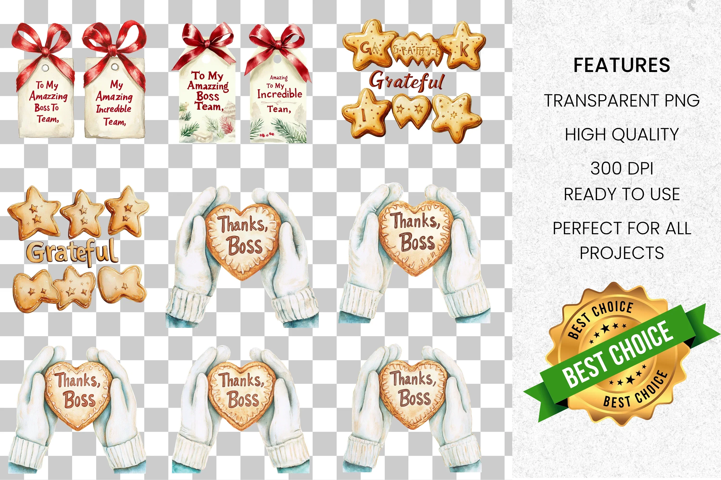 Christmas Deer Thank You Cookie Clipart Bundle - Image 2