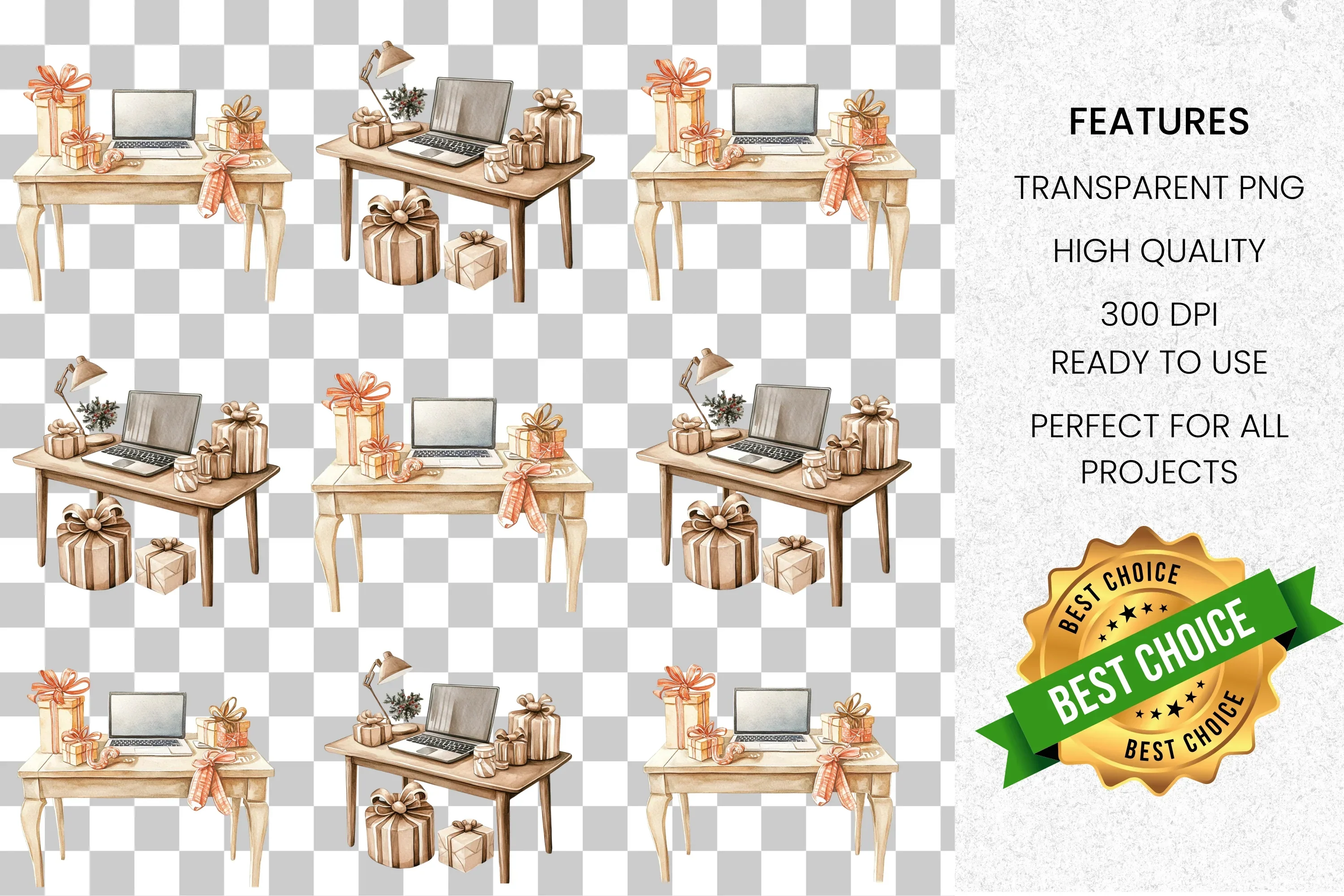 Christmas Desk Decor Clipart Bundle - Image 7