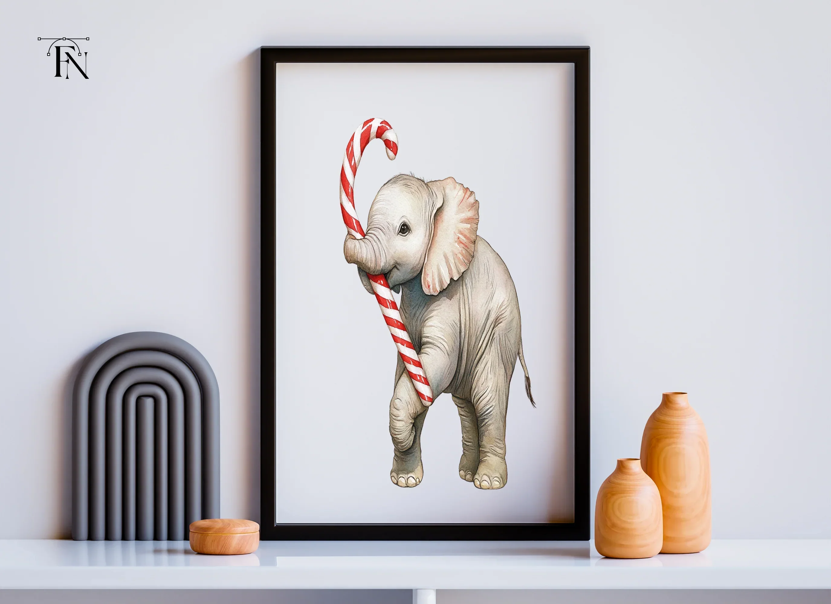 Christmas Elephant with Candy Cane Clipart Bundle - Image 5