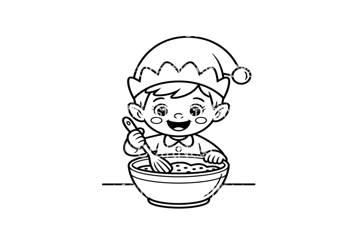 Christmas Elf Baking Fun Coloring Books - Image 4