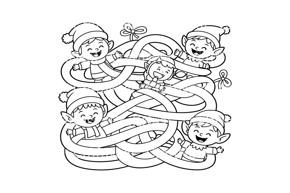 Christmas Elf Maze Adventure Coloring Books - Image 3