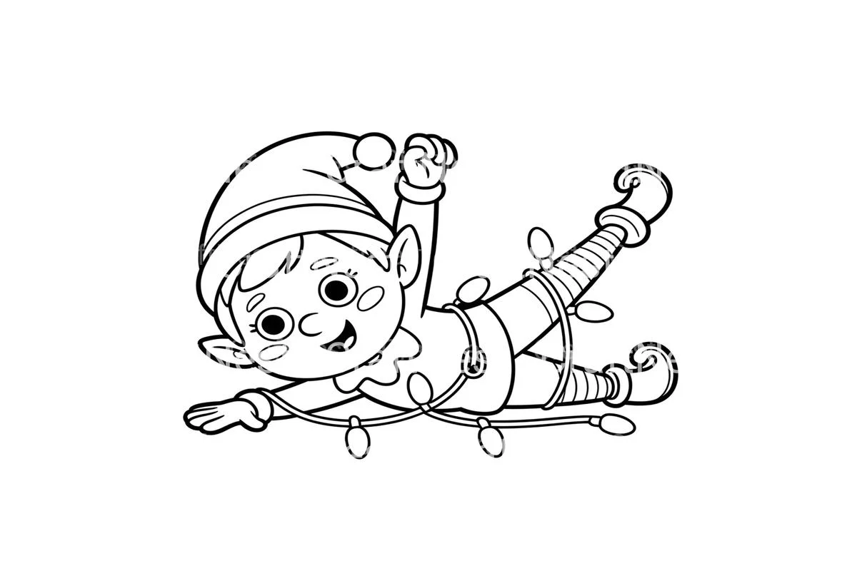 Christmas Elf Tangled in Lights Coloring Books - Image 3