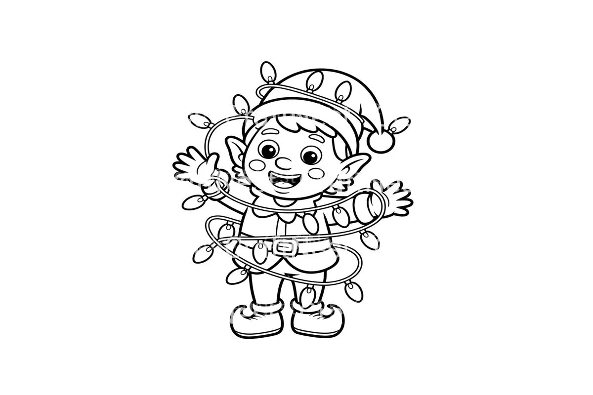 Christmas Elf Tangled in Lights Coloring Books - Image 4