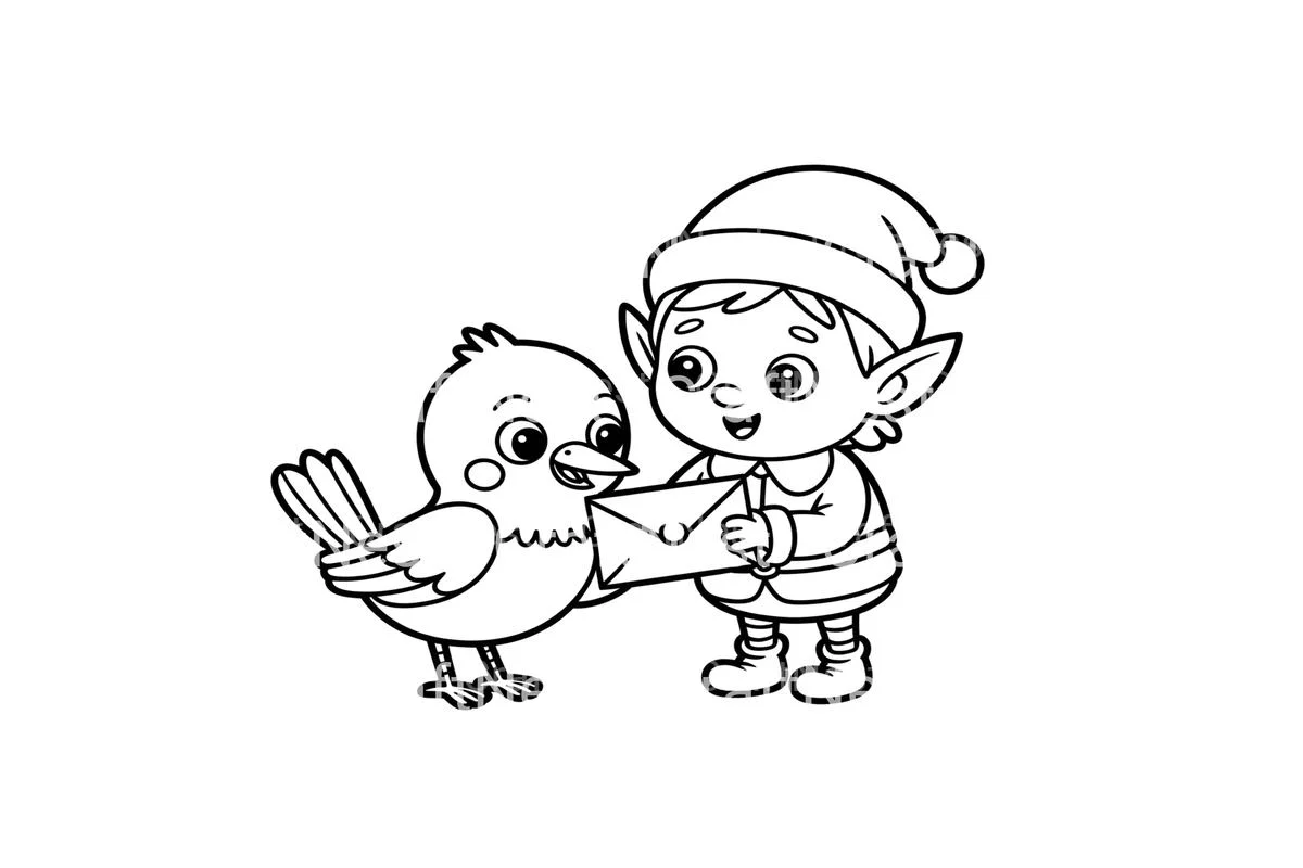 Christmas Elf with Bird Coloring Books - Image 2