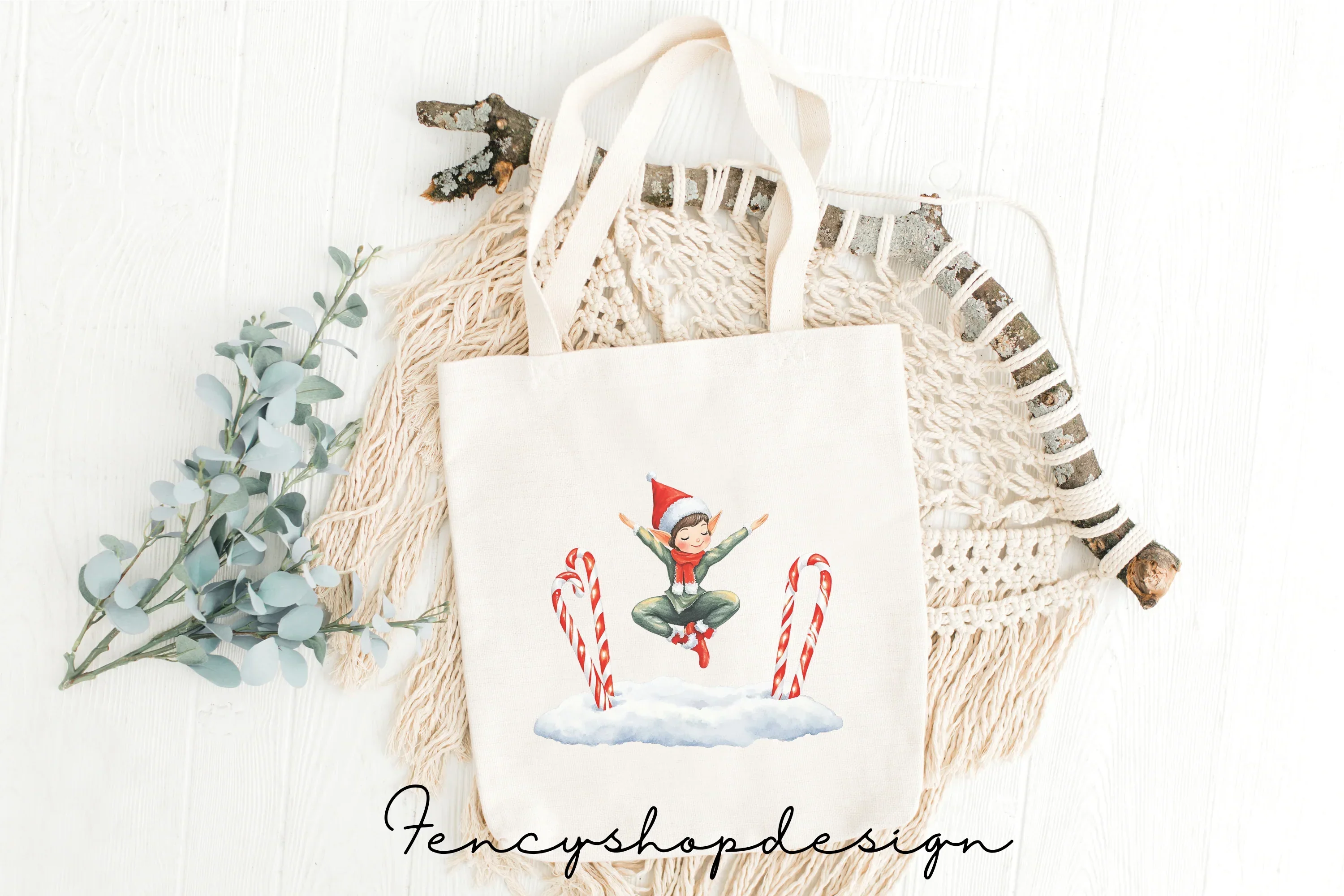 Christmas Elf with Candy Canes Clipart Bundle - Image 8