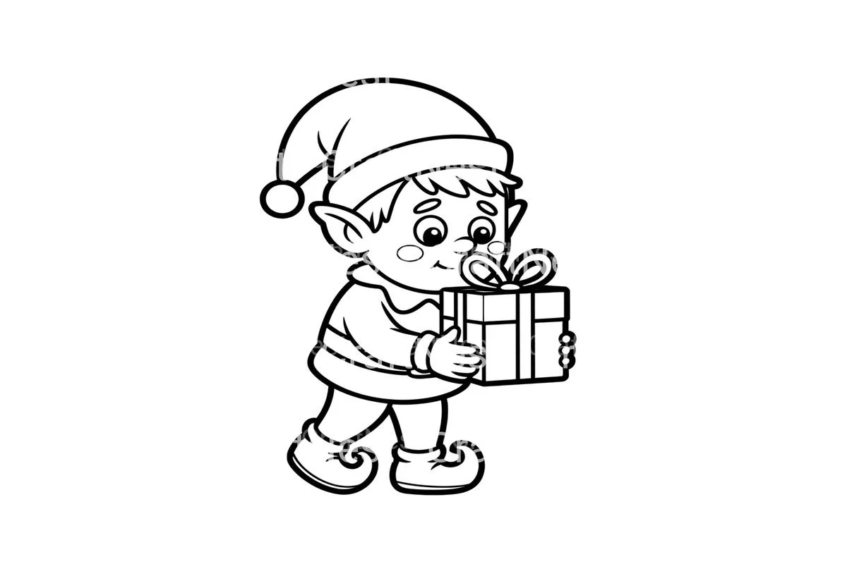 Christmas Elf With Gift Coloring Books - Image 4