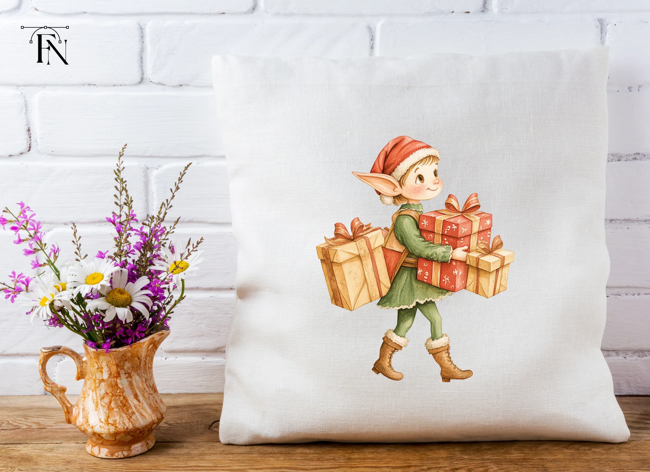 Christmas Elf with Gifts Clipart Bundle - Image 2