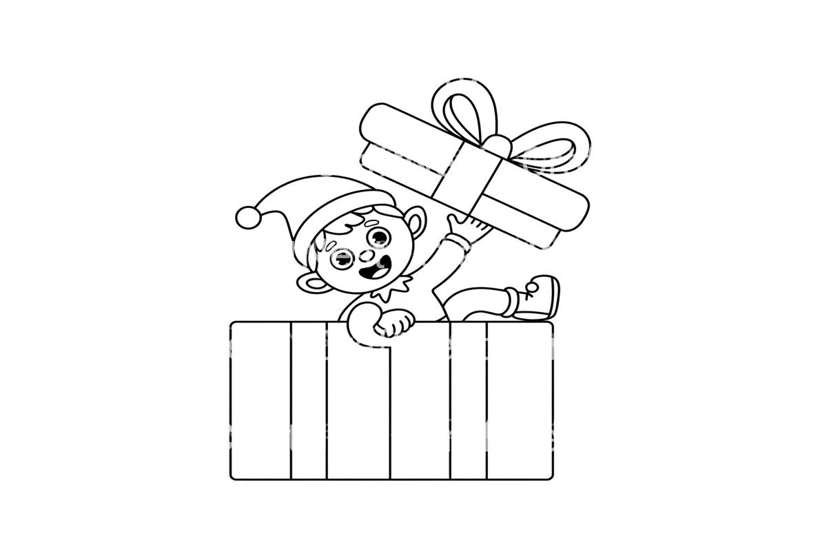 Christmas Elf With Gifts Coloring Books - Image 4