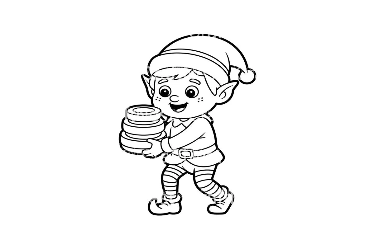 Christmas Elf With Gifts Coloring Books - Image 2