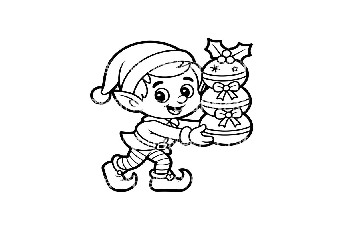 Christmas Elf With Gifts Coloring Books - Image 3