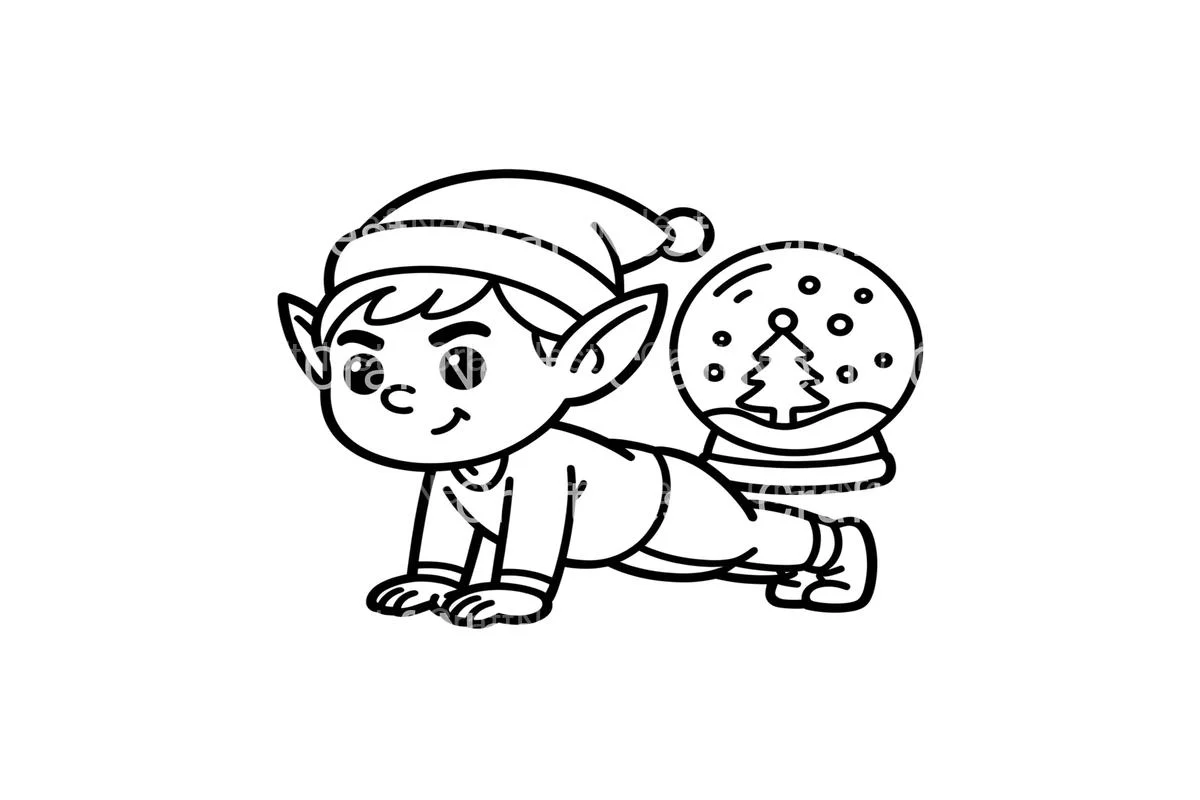 Christmas Elf Yoga Snow Globe Coloring Books - Image 3