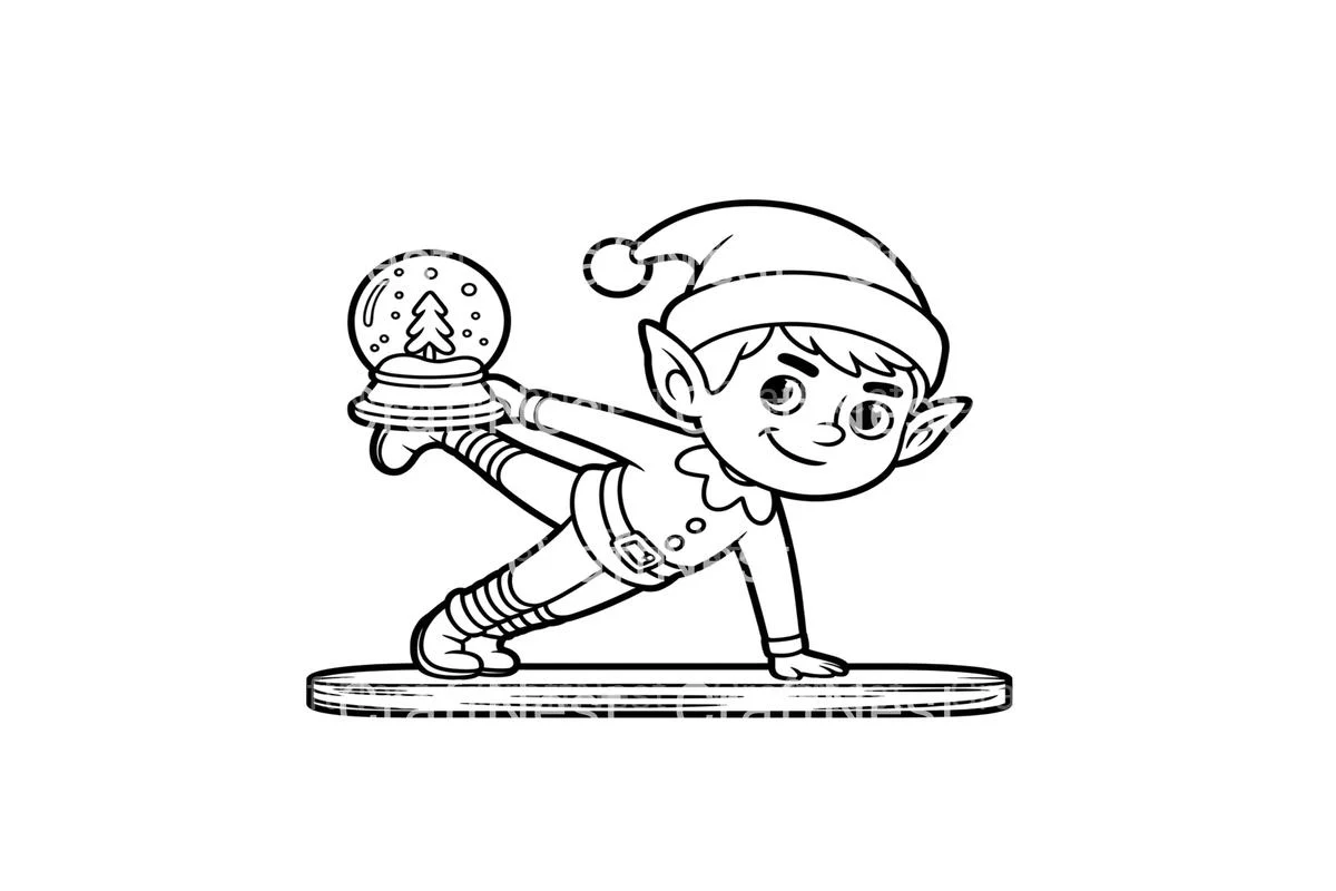 Christmas Elf Yoga Snow Globe Coloring Books - Image 4