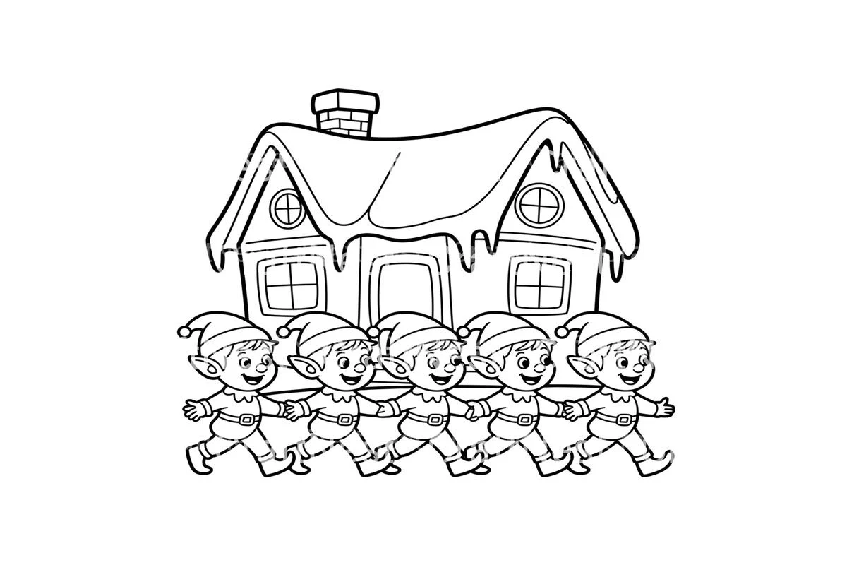 Christmas Elves and Snowy House Coloring Books - Image 3