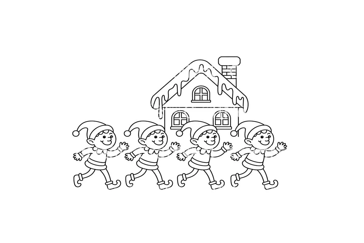 Christmas Elves and Snowy House Coloring Books - Image 4