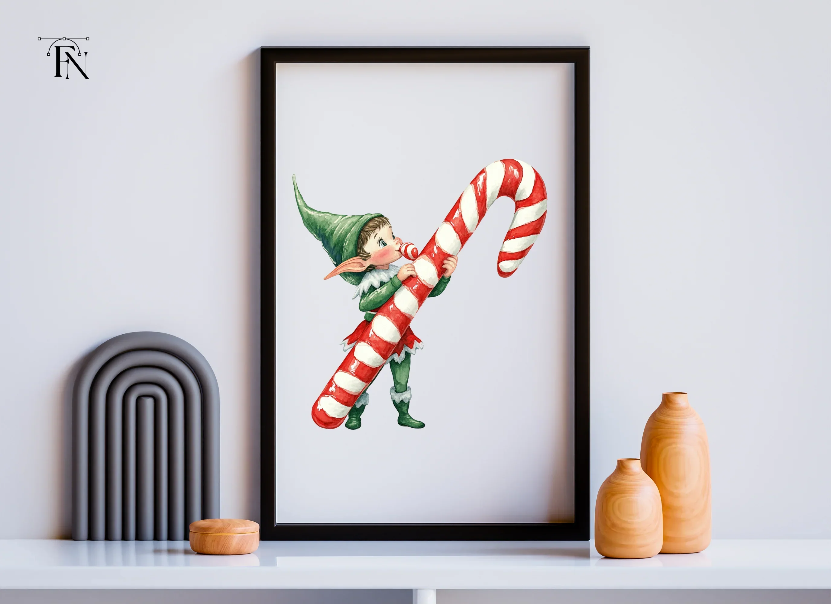 Christmas Elves with Candy Canes Clipart Bundle - Image 6