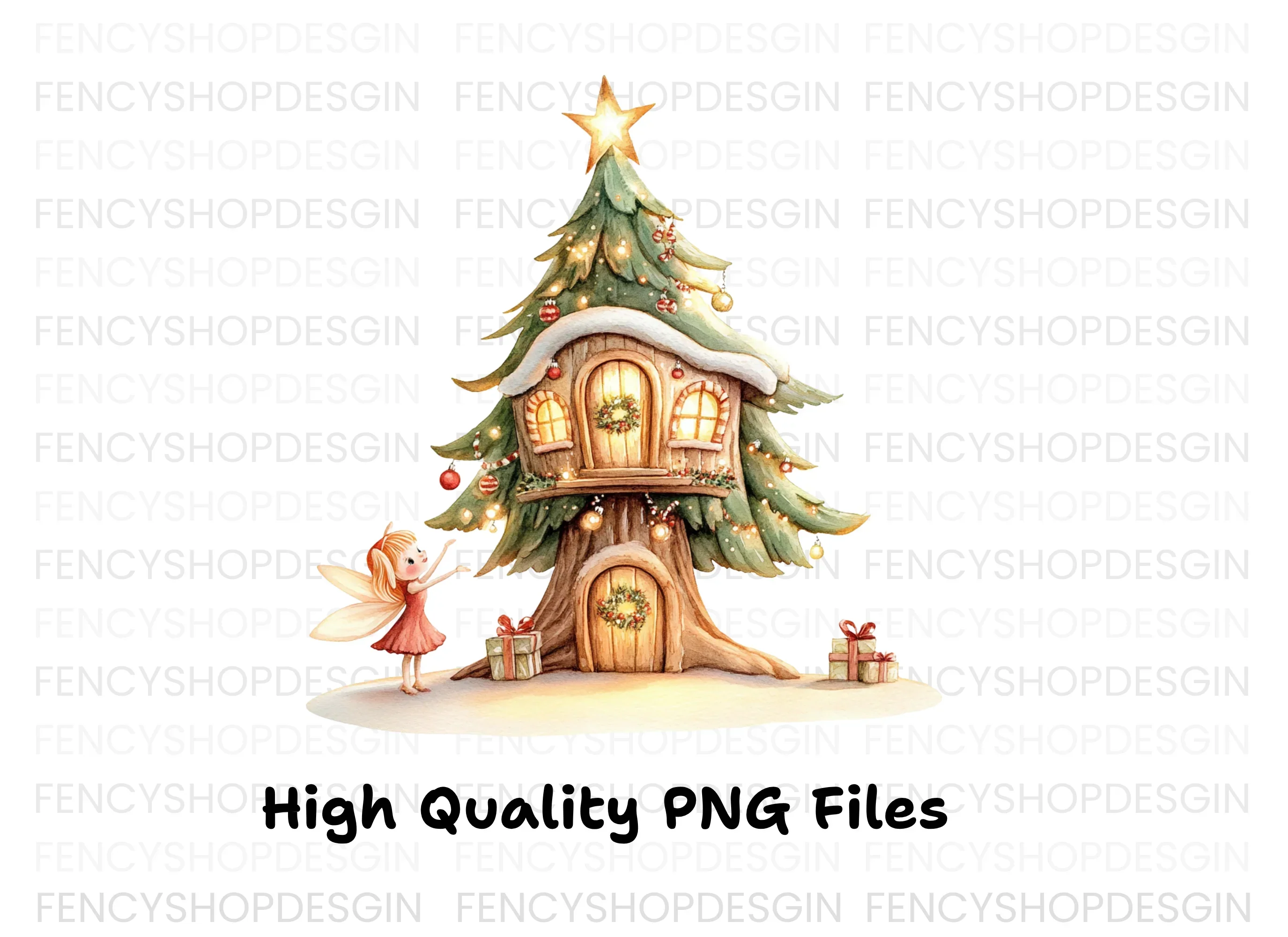 Christmas Fairy Treehouse Clipart Bundle - Image 2