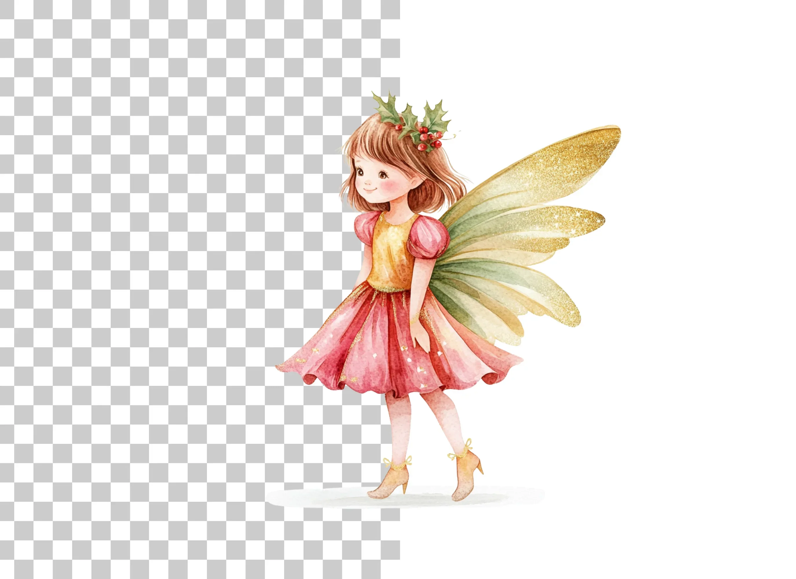Christmas Fairy with Holly Clipart Bundle - Image 2