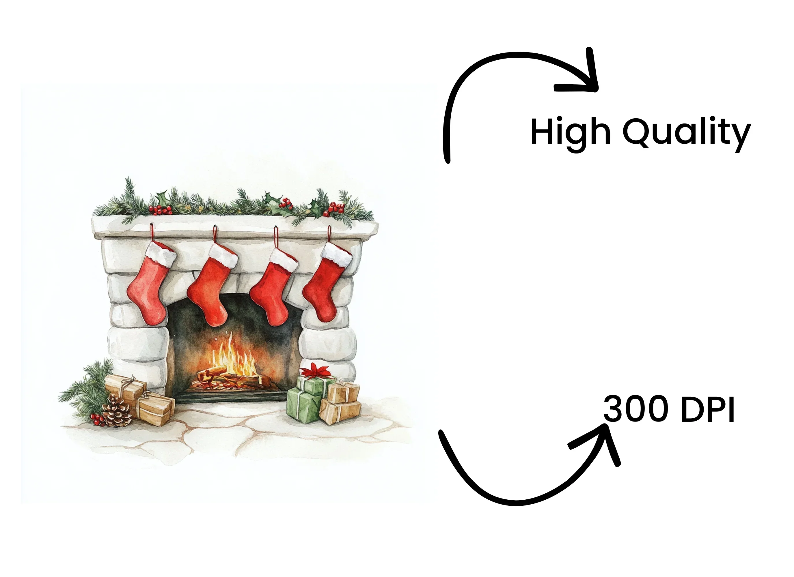 Christmas Fireplace Clipart Bundle - Image 4