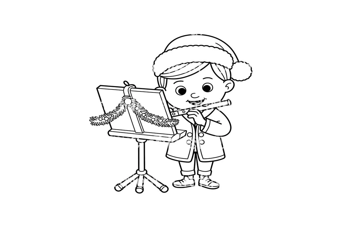 Christmas Flute Player Coloring Books - Image 3