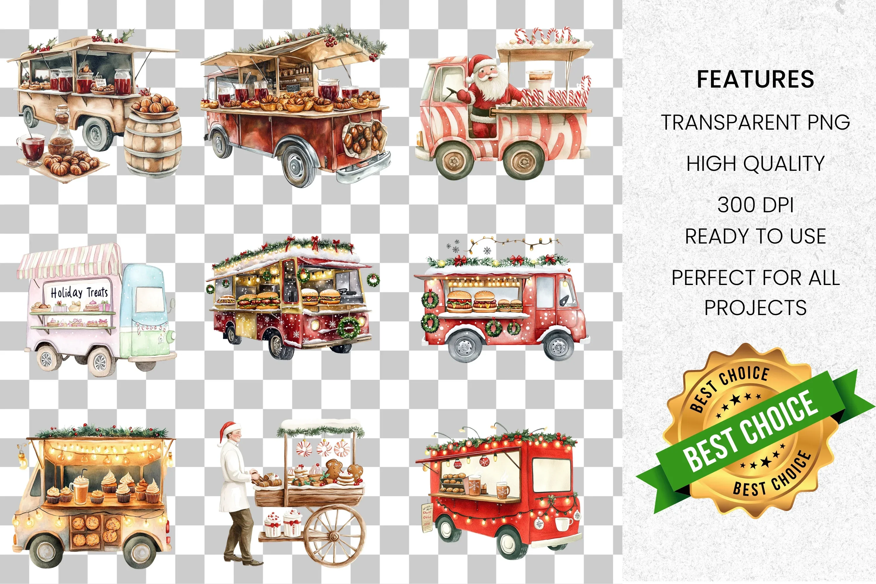 Christmas Food Truck Clipart Bundle - Image 2