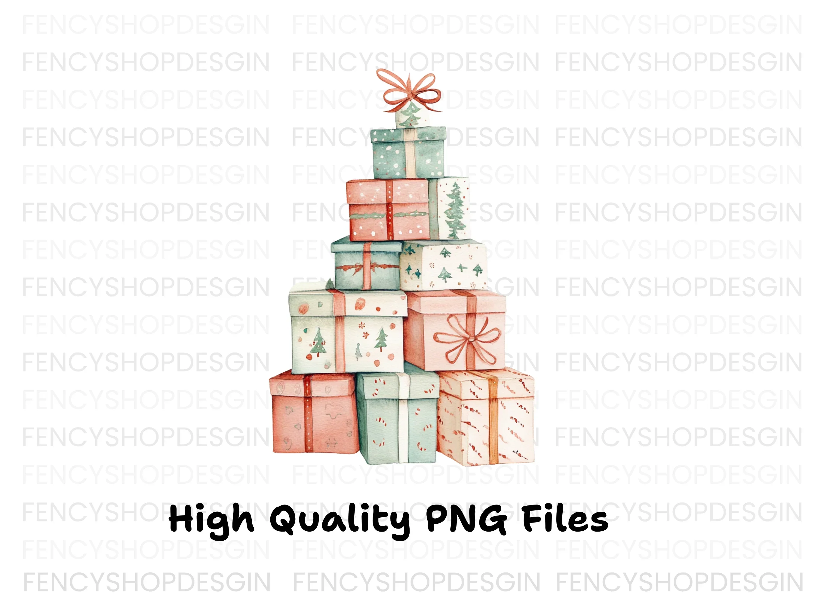 Christmas Gift Box Stacks Clipart Bundle - Image 3