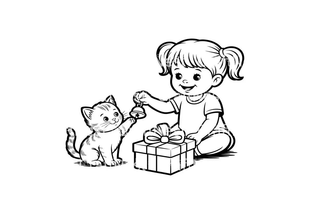 Christmas Gift: Girl and Kitten Coloring Books - Image 4