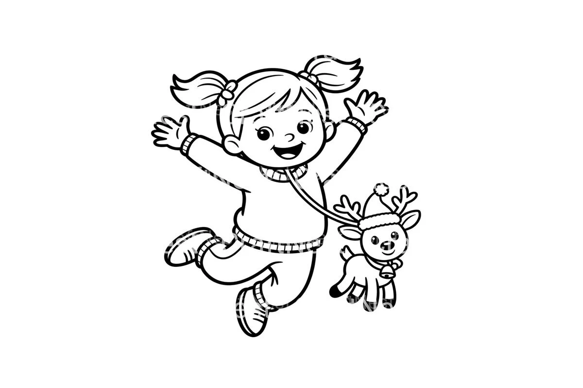 Christmas Girls with Reindeer Coloring Books - Image 2