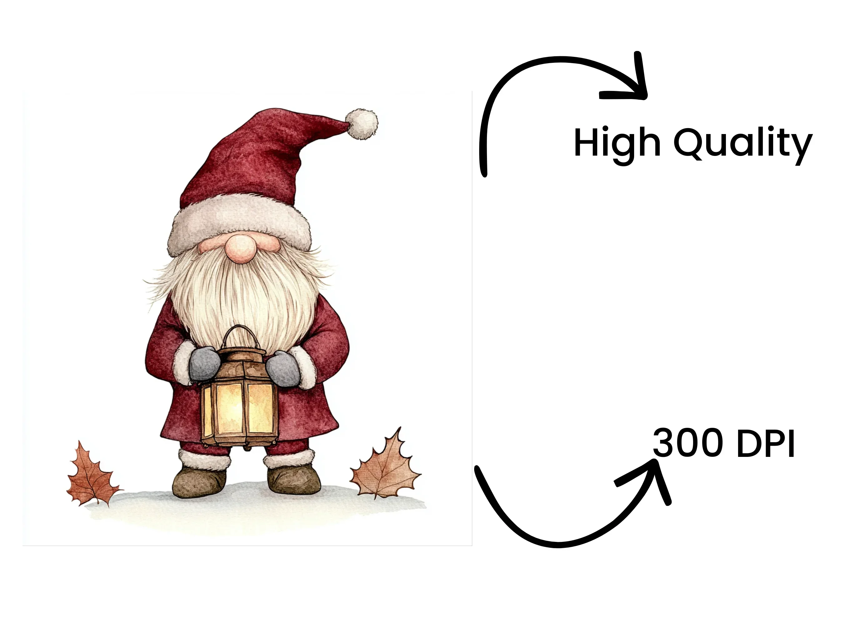 Christmas Gnome with Lanterns Clipart Bundle - Image 4