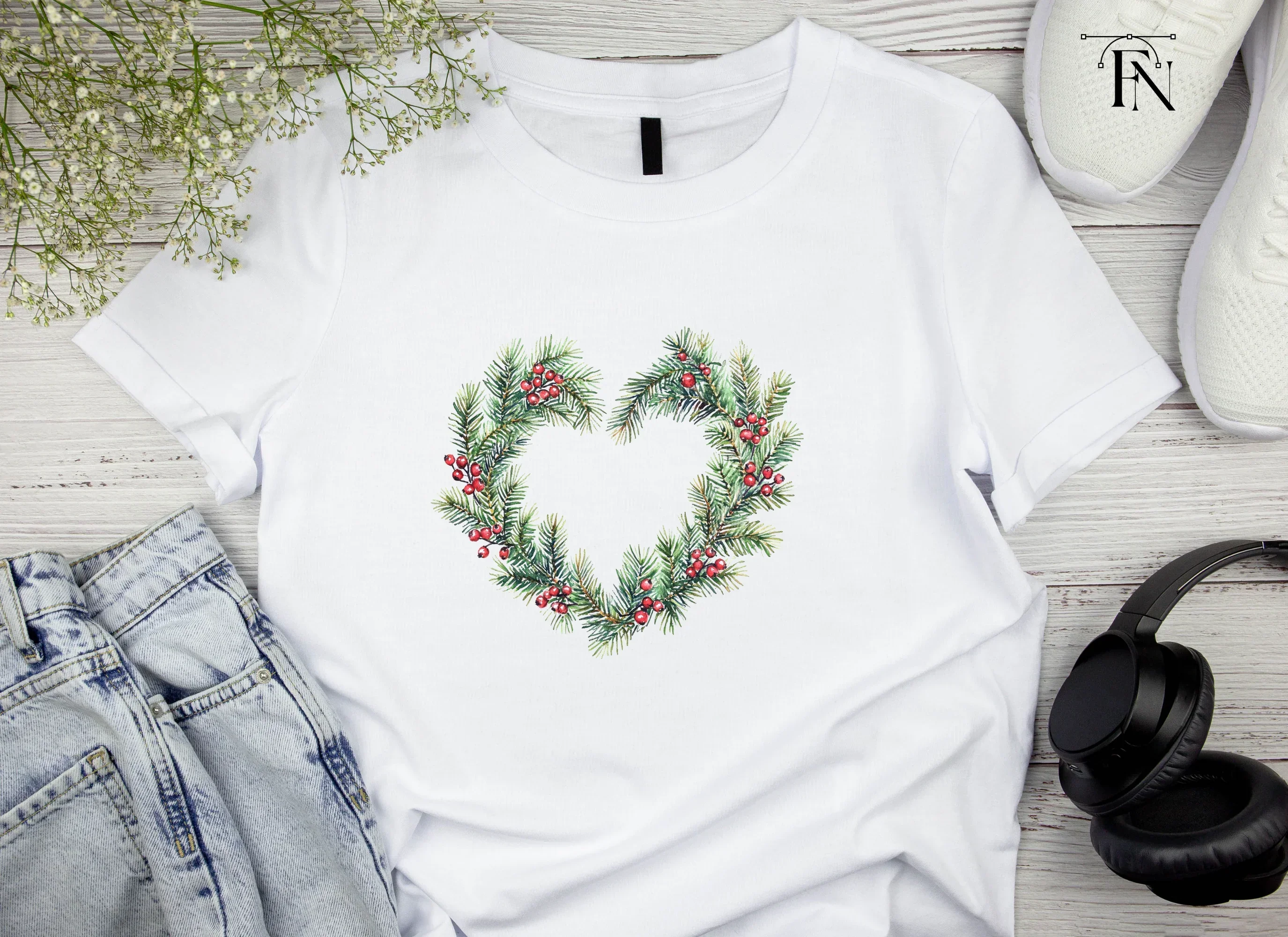 Christmas Heart Wreaths Clipart Bundle - Image 4