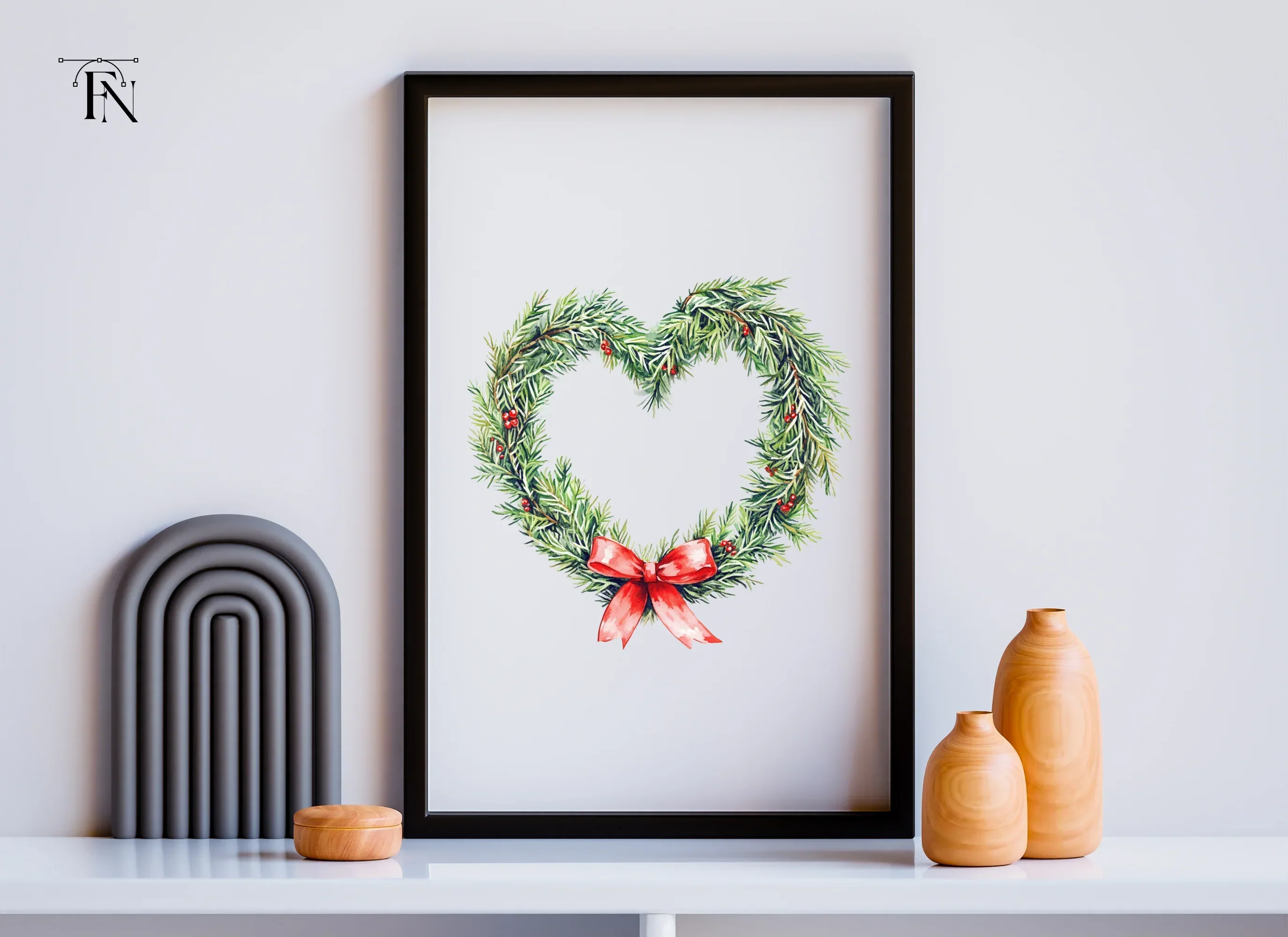 Christmas Heart Wreaths Clipart Bundle - Image 6