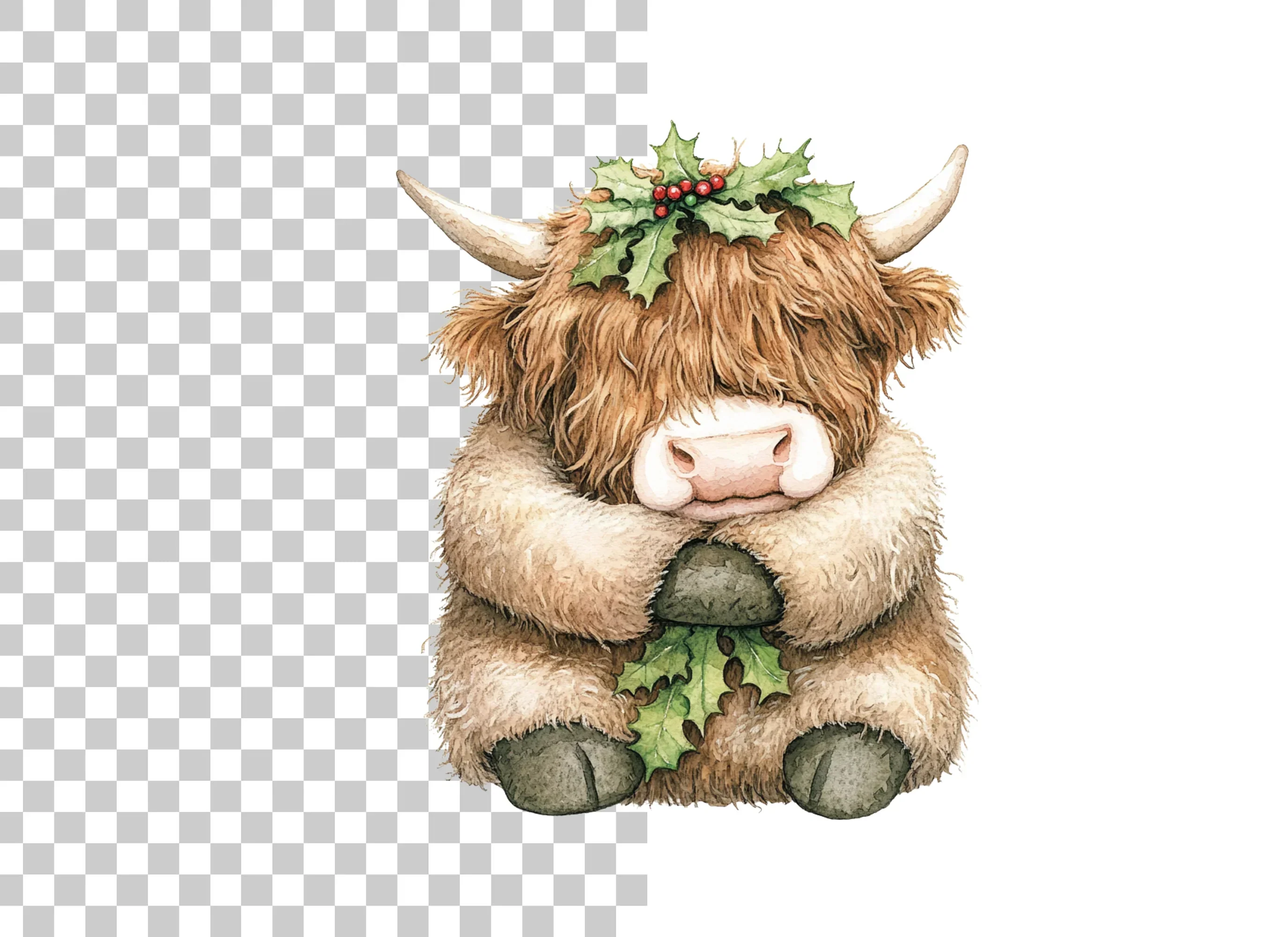 Christmas Highland Cow Clipart Bundle - Image 2