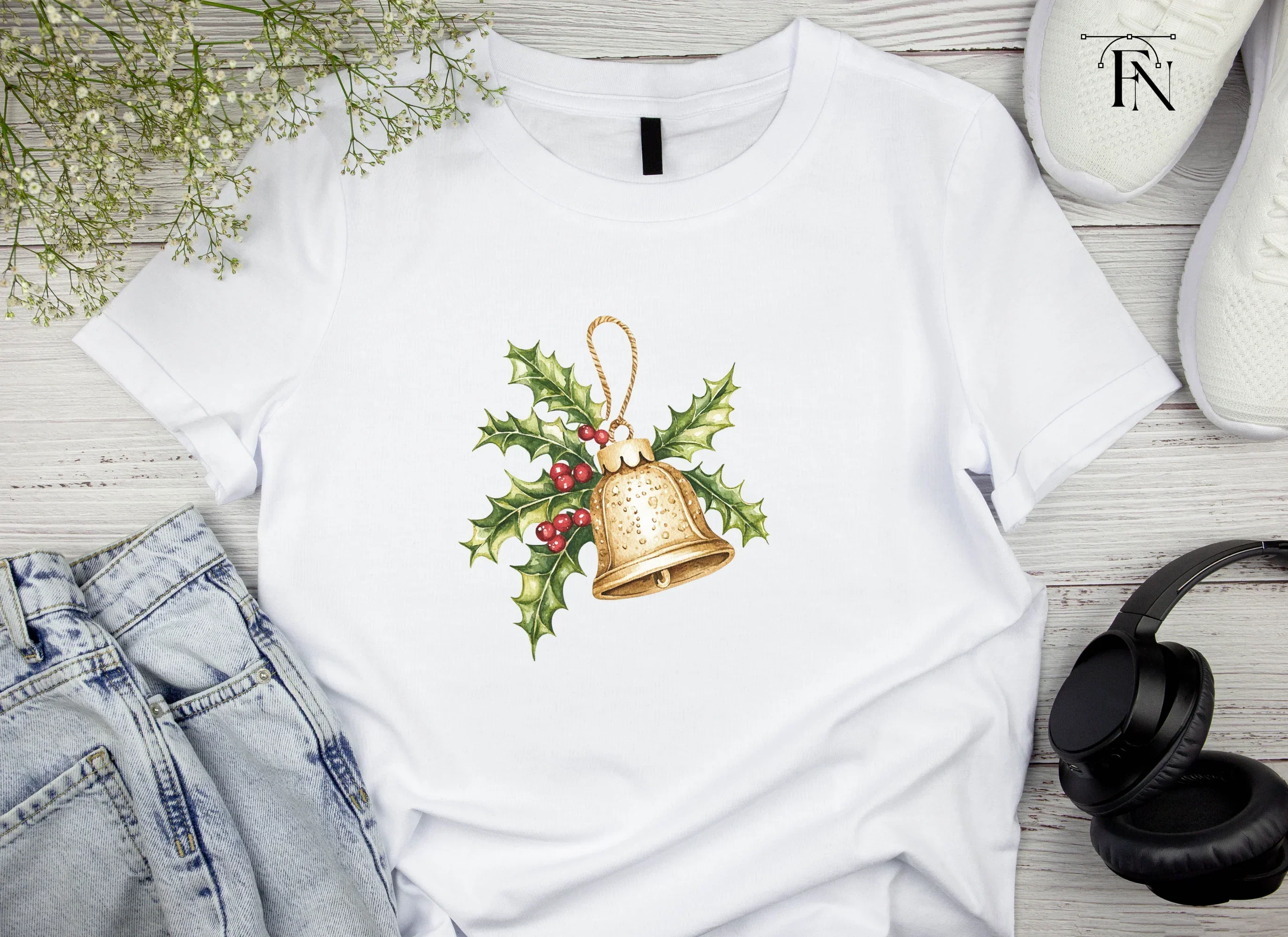 Christmas Holly and Golden Bells Clipart Bundle - Image 5