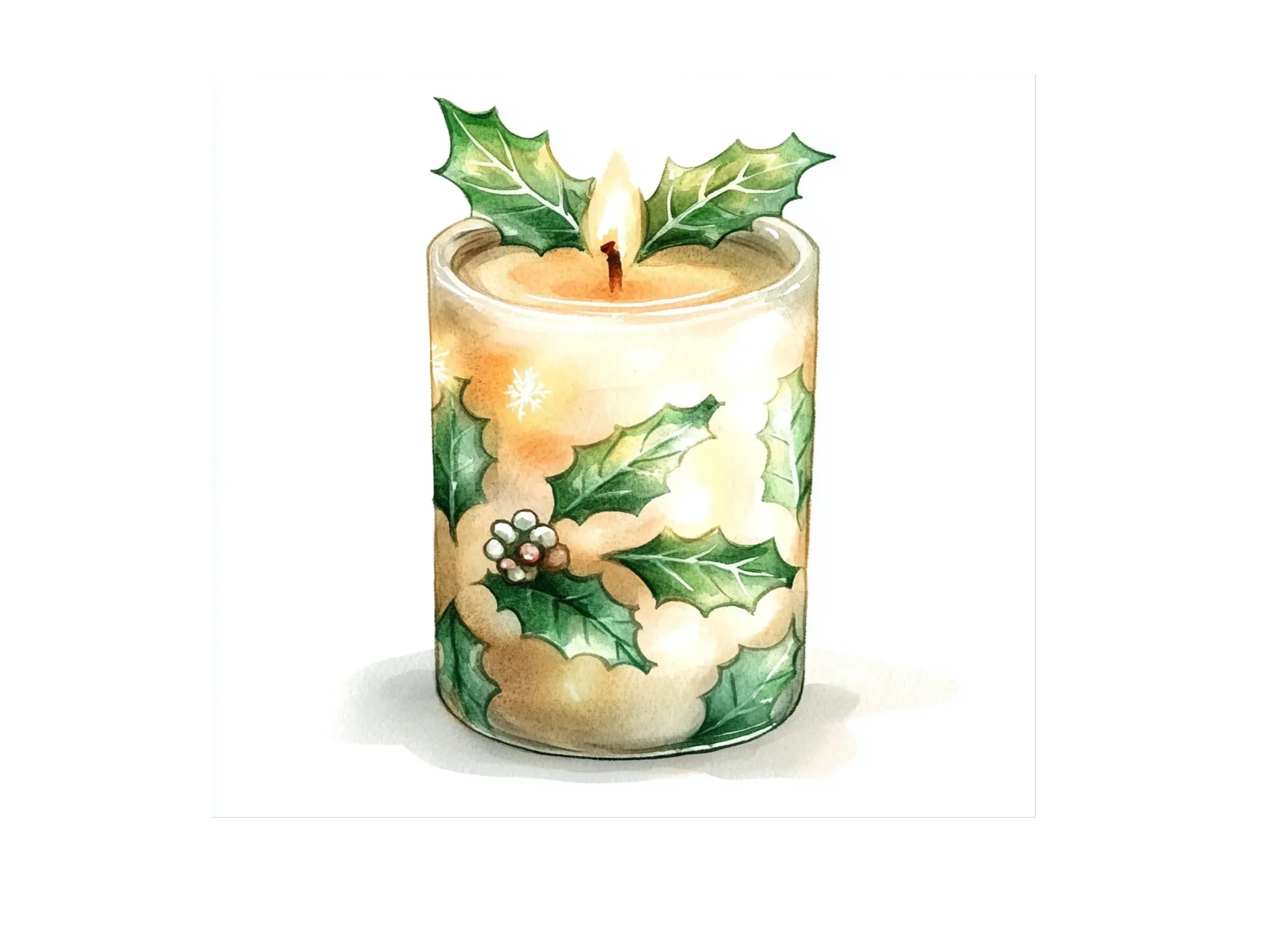 Christmas Holly Candles Clipart Bundle - Image 2