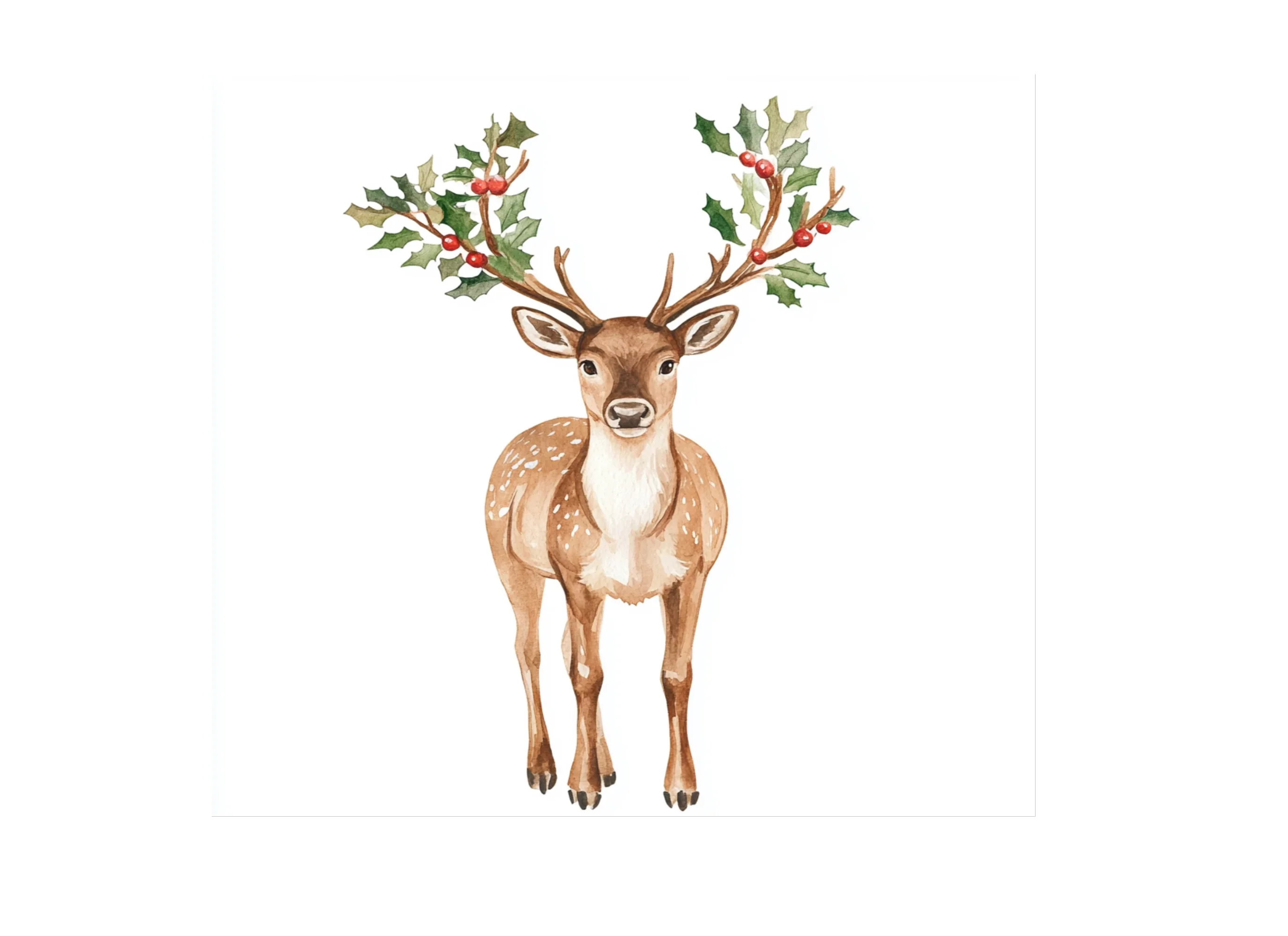 Christmas Holly Deer Clipart Bundle - Image 2