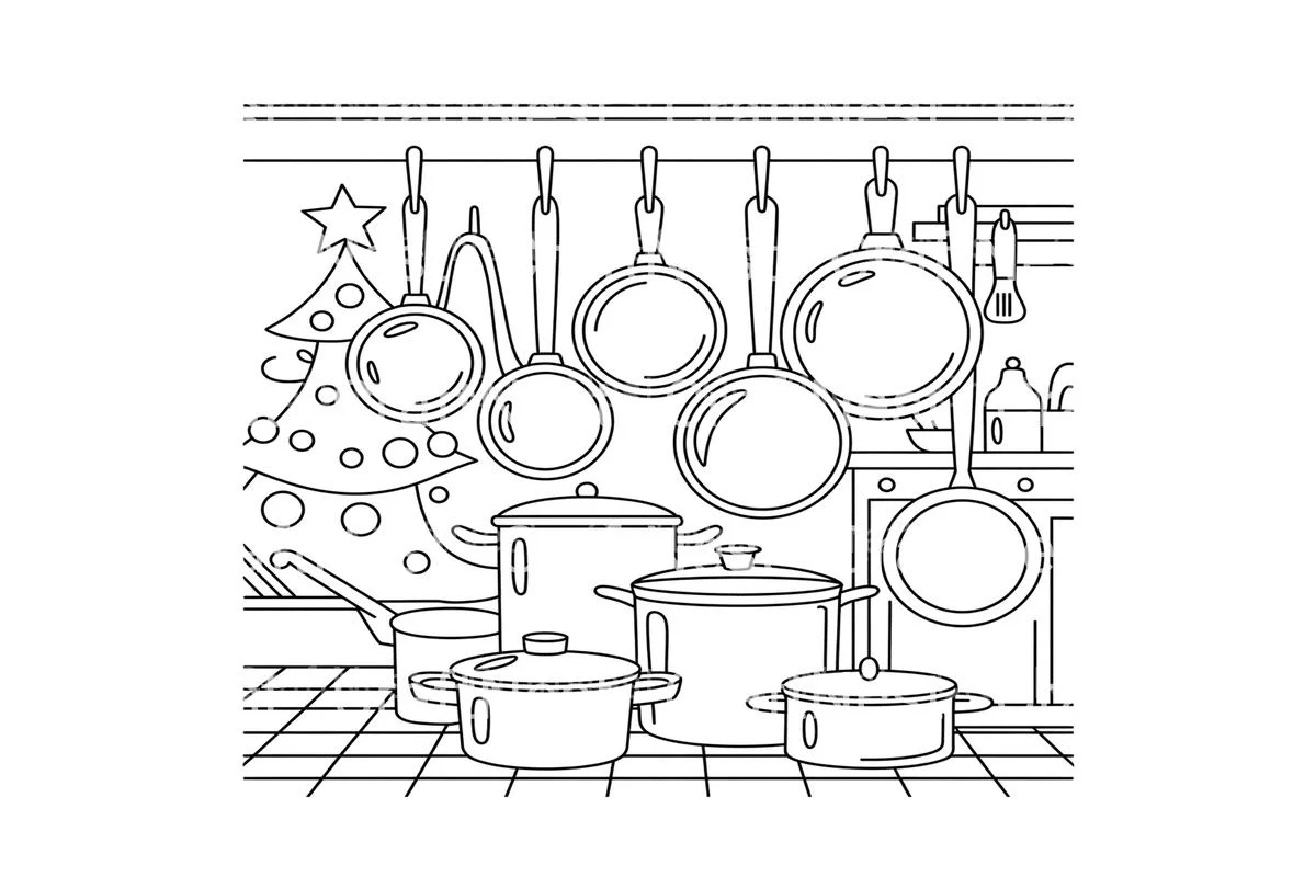 Christmas Kitchen Pots Coloring Books - Image 3