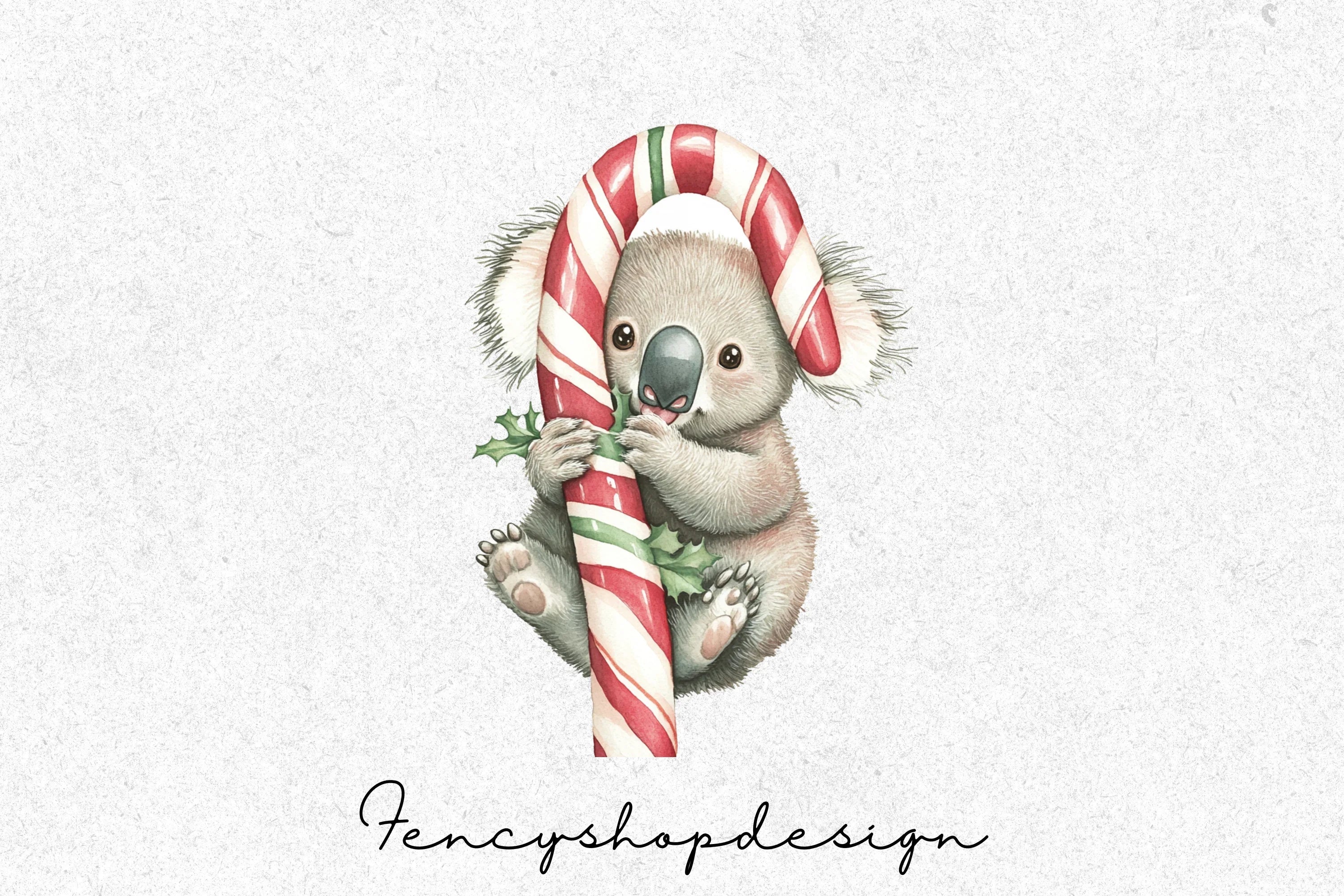 Christmas Koalas with Candy Canes Clipart Bundle - Image 3