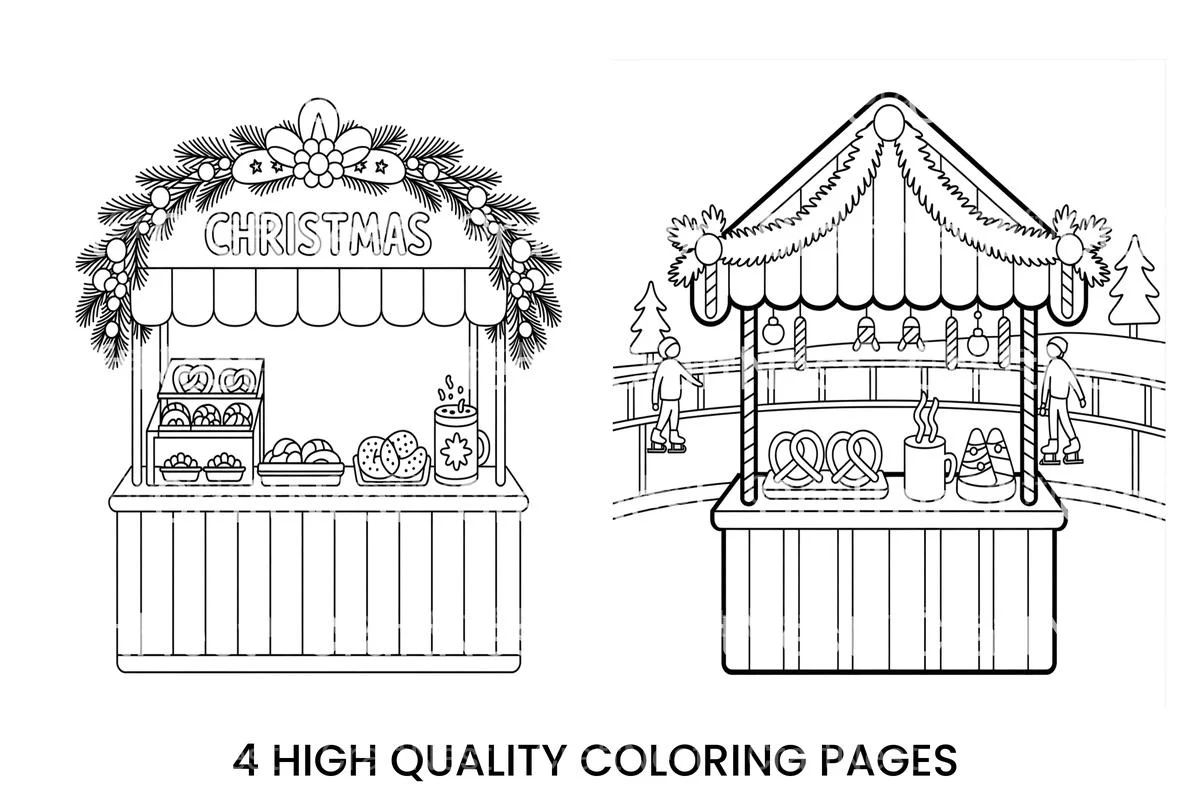 Christmas Market Stalls Coloring Books