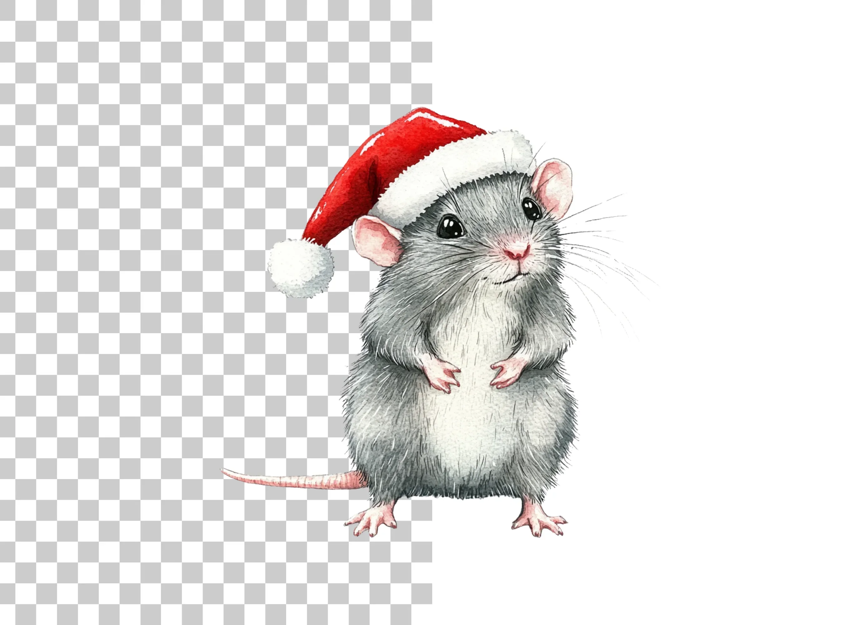 Christmas Mice with Santa Hats Clipart Bundle - Image 2