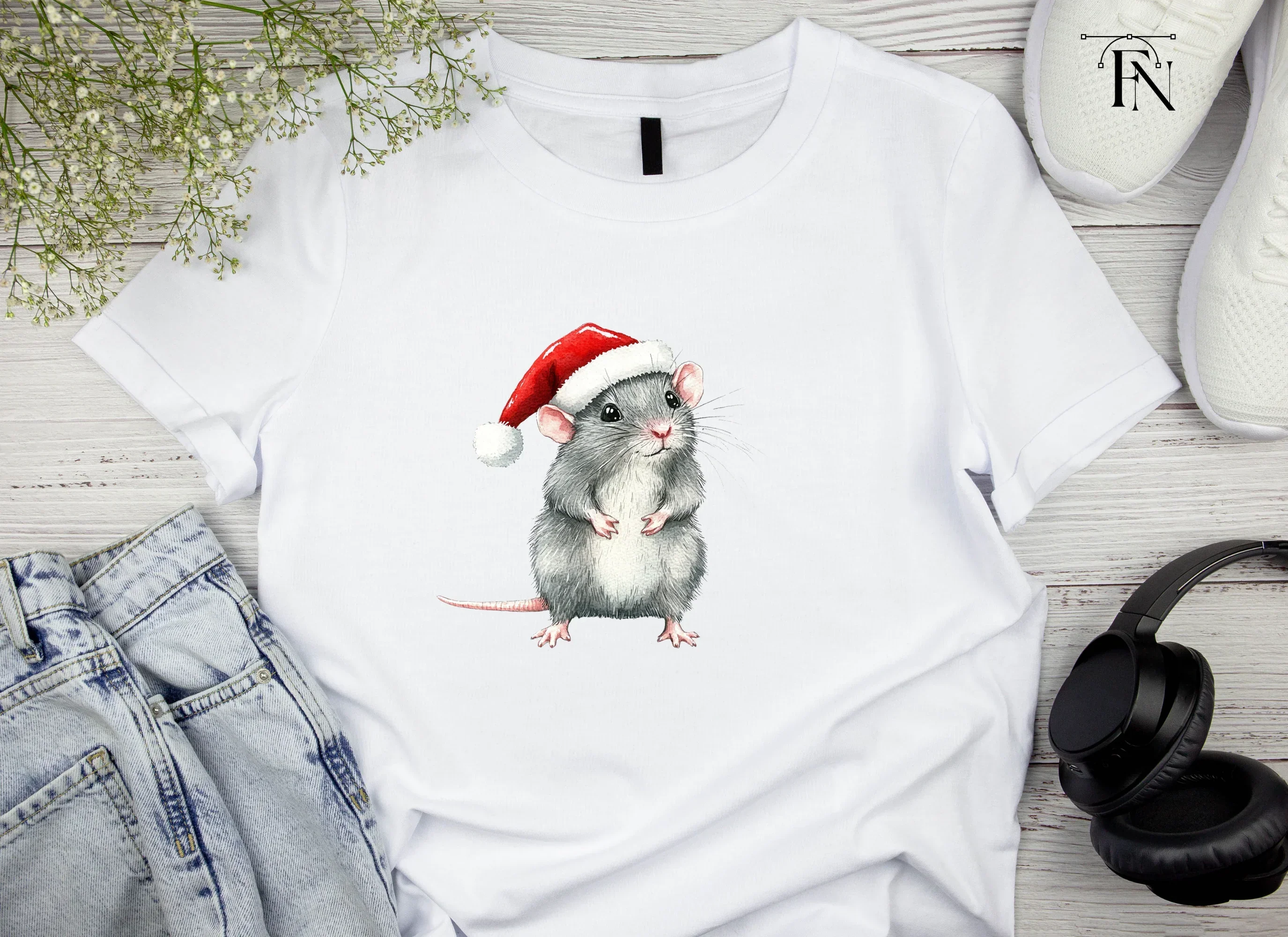 Christmas Mice with Santa Hats Clipart Bundle - Image 4