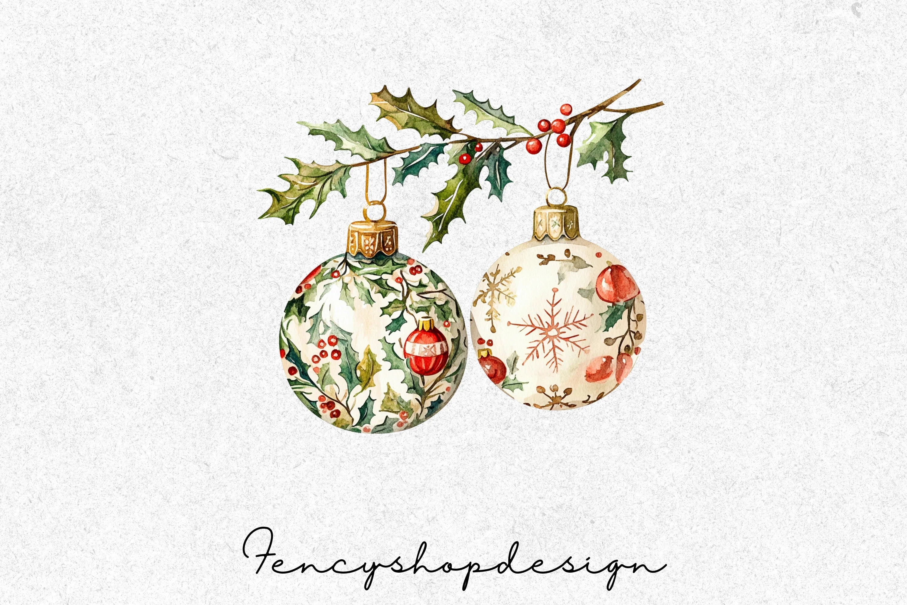 Christmas Ornaments Clipart Bundle - Image 3