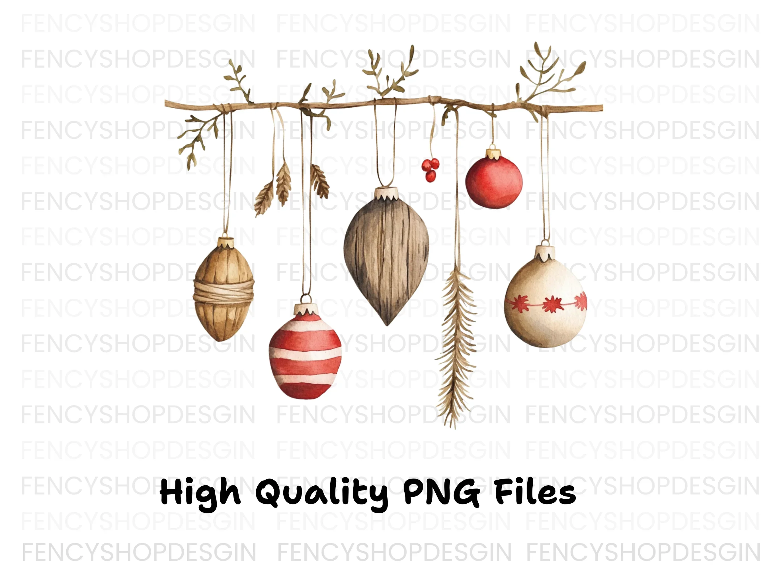 Christmas Ornaments Garland Clipart Bundle - Image 2